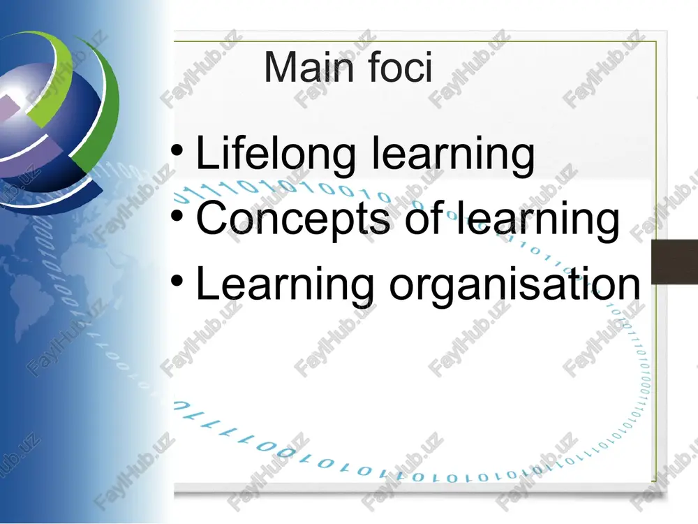 home, at work, in education and training. motivation and confidence are crucial to an individual’s competence. 9 learning perspectives learning orientations individual group or team organizational learning approach route of situations, not subjects 10 three definitions of a learning organization the learning company is a vision of what might be possible. it is not brought about simply by training individuals; it can only happen as a result of learning at the whole organization level. a learning company is an organization that facilitates the learning of all its members and continuously transforms itself. (pedler et. al. 1991: 1) 11 definition of a learning organization learning organizations are characterized by total employee involvement in a process of collaboratively conducted, collectively accountable change directed towards shared values or principles. (watkins and marsick 1992: 118) 12 a learning organization is continually expanding its capacity to create its future, not merely to survive. 'survival learning' …