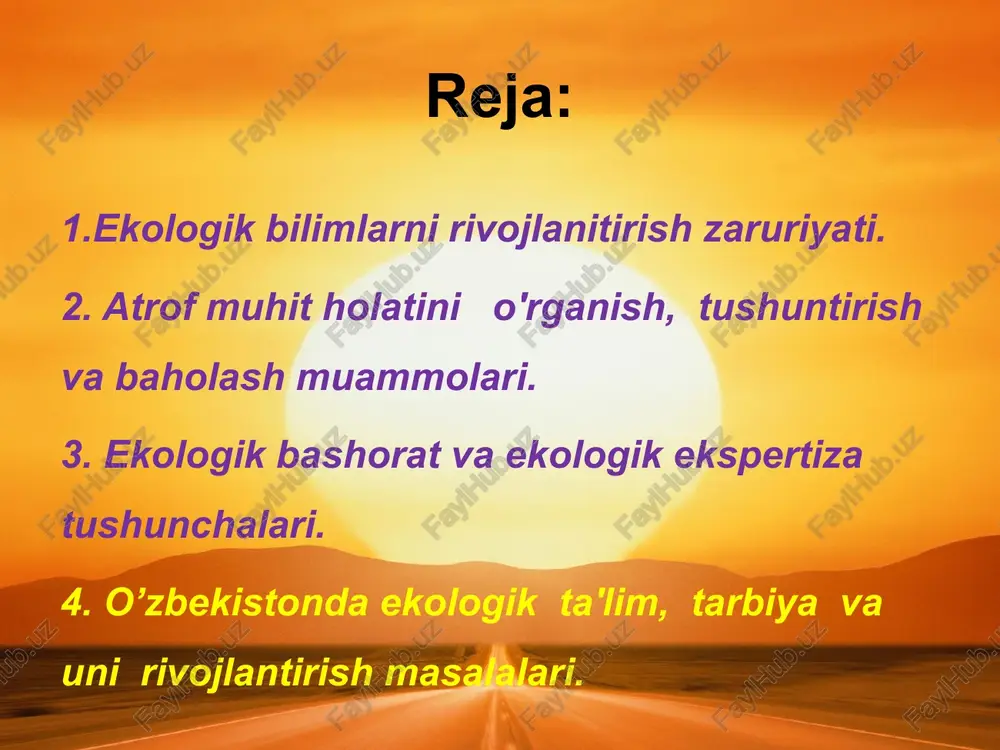 boshqalar ijtimoiy-ekologik tushkunlik vakillari hisoblanadilar. ularning fikricha hozirgi o'sish suratlari va tabiatga tajovuz saqlanib qolsa xxi asrning birinchi yarmi yakunida ekologik inqiroz muqarrardir. ekologik inqirozning oldini olish uchun ular ijtimoiy-iqtisodiy rivojlanish suratlarini mintaqaviy yoki jahon miqyosida chegaralash, sekinlatish zarurligini ta'kidlaydilar. dinamik muvozanat bashoratlari tushkunlik bashoratlarga zid ravishda yuzaga keldi. v. leonfev, b.xyuz, ya.tinbergen, g.kan kabi bu ycrnalish vakillari rivojlangan kapitalistik mamlakatlarda ishlab chiqarish suratlarini sekinlatib, rivojlanayotgan mamlakatlar iqtisodiyotini o'stirish uchun sharoitlar yaratishni taklif qildilar. shuni ta'kidlash lozimki, ikkala yo'nalish vakillari vaziyatning murrakabligi va insoniyatning imkoniyatlariga ortiqcha baho berib yubormaslikka chaqiradilar. tabiatni muhofaza qilish vazifalarini hal qilish yo'llari bo'yicha ilmiy ishlanmalarni ham bir necha guruhlarga bo'lish mumkin. demografik konsepsiyalarda ba'zi olimlar (d.medouz, m.mearovich, a.king, a.yerlix va boshqalar) aholi soni o'sishini chegaralash tarafdoridirlar. b.kommoner, b. uord, r.dyubo va boshqalar tabiatni muhofaza qilish masalalarini atrof muhitni ifloslamaydigan texnologiyalar yaratish va ijtimoiy sharoitlarni hisobga olgan holda hal qilishni taklif qiladilar. xulosa qilib shuni aytish …