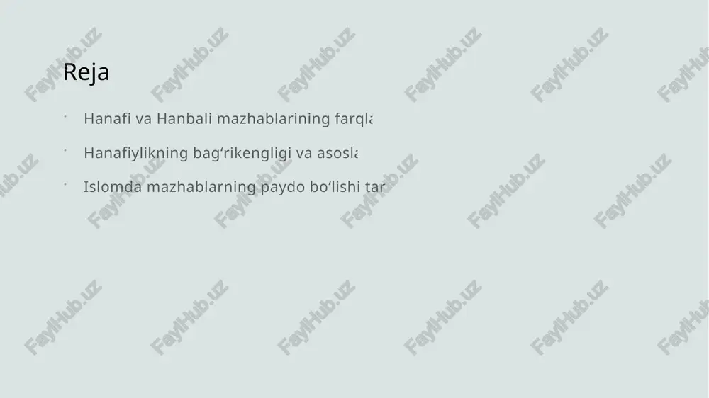 inchiliklar tug'diradi. hanafiylikning bagʻrikengligi: tarixiy va falsafiy asoslar. 1 hanafiylikning tarixi - hanafiylik mazhabi 8-asrda imom abu hanifa tomonidan asos solingan. uning ta'limotlari ijtimoiy adolat va bag‘rikenglikni ta'kidlaydi. 2 falsafiy asoslar - hanafiylik falsafasi muvozanat va mantiqiy fikrlashga asoslanadi. bu, turli ijtimoiy va diniy masalalarda ochiqlikni ta'minlaydi. 3 tolerantlikning o‘rni - hanafiylik tolerantlikni muhim qadriyat sifatida ko‘radi. bu, boshqa mazhablar va madaniyatlar bilan hamkorlikni rivojlantiradi. hanafiylikdagi ijtimoiy adolat va tolerantlik prinsiplari. 1 ijtimoiy adolat hanafiylikda ijtimoiy adolat, inson huquqlarini himoya qilish va jamiyatda tenglikni ta'minlashga qaratilgan asosiy prinsipdir. 2 tolerantlik mohiyati hanafiylik tolerantlikni yuqori qadrlaydi, turli fikrlar va e'tiqodlarga hurmat bilan yondashadi, bu esa ijtimoiy barqarorlikka olib keladi. 3 amaliyot va qadriyatlar hanafiylik amaliyotida ijtimoiy adolat va tolerantlik, shaxsiy va jamoaviy hayotga ijobiy ta'sir ko'rsatib, muhitni yaxshilashga xizmat qiladi. hanafiylik va uning boshqa mazhablar bilan munosabati: tolerantlikning roli. 1 hanafiylik va tolerantlik - hanafiylik mazhabi, inson huquqlariga hurmat va ijtimoiy …