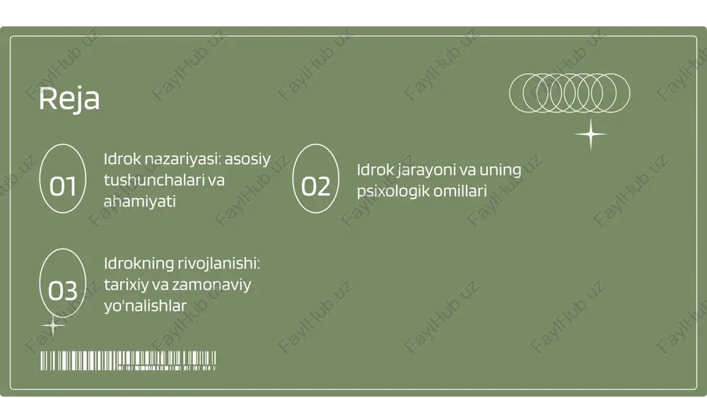 di. tadqiqotlar natijalari natijalar shuni ko'rsatmoqda, idrok jarayonlari faqat biologik omillarga bog'liq emas, balki ijtimoiy va madaniy kontekstlar ham muhimdir. kelajakdagi tadqiqot yo'nalishlari idrok nazariyasining kelajakdagi tadqiqotlari sun'iy intellekt va kognitiv psixologiyani birlashtirishni o'z ichiga oladi. bu idrok jarayonlarini chuqurroq o'rganish imkonini beradi. xulosa idrok nazariyasining ilmiy tadqiqotlari inson ongining murakkabligini tushunishga va yangi bilimlarni amaliyotga tadbiq etishga yordam beradi. tadqiqotlar va nazariyalar idrok nazariyasining rivojlanishi orqali insonlarning bilim olish jarayonlari, xotira va e'tibor kabi ko'plab muhim jihatlari o'rganilgan. zamonaviy tadqiqotlar idrokni yanada chuqurroq tushunishga yordam beradi. amaliy qo'llanilishi cheklangan idrok nazariyasi ba'zi hollarda amaliyotga to'g'ri qo'llanilmaydi. bu nazariyaning chegaralari, ayniqsa murakkab vaziyatlarda, ko'proq aniqlik talab qiladi. yangi tadqiqot imkoniyatlari idrok nazariyasida yangi yo'nalishlar va metodologiyalar yordamida, inson idroki va xulq-atvorini yanada chuqur o'rganish imkoniyatlari mavjud. bu o'zgarishlar zamonaviy texnologiyalar bilan amalga oshishi mumkin. zamonaviy texnologiyalarning ta'siri zamonaviy texnologiyalar, masalan, sun'iy intellekt va katta ma'lumotlar, idrok nazariyasini o'zgartirib, uning an'anaviy …