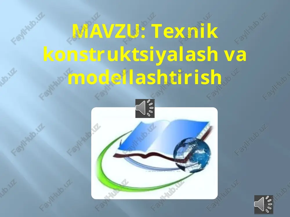 etodlar klassifikastiyasidir. 3. ijodkorlik masalalarini tadqiq qilish uslublari intuitiv fikrlashga asoslangan ijodkorlik masalalarini tadkik qilish uslubi evristik uslublar guruhi deb ataladi. ixtirochilik masalalarini yechish uslublari g.s.altshuller, l.v.aleksandrov va boshqalar tomonidan o’rganilgan bo’lib, ular o’z tadkikotlarida evristik hamda tahliliy uslublar guruhini ajratib ko’rsatadilar. evristik uslub vositasida ijodkorlik masalalarini yechishga an’anaviy yondashish quyidagi tartibda amalga oshiriladi: muammodan kelib chikuvchi masala shartlarini aniqlash; xususiy hol uchun muammoni tahlil qilish va maqsadni shakllantirish; masalani hal qilish rejasini tuzish; rejani amalga oshirish va masalani kisman hal qilish; topilgan yechimlarni maqsadga munofiqligini tadkik qilish va makbulini tanlash. ijodkorlik masalalarini yechishning tahliliy uslubida muammo echimini topish uchun uning matematik modelini kurish ko’zda tutiladi. 4. texnik ob’ektlarni loyihalash va badiiy modellashtirish har bir mashinasozlik zavodida bosh konstruktor bo’limi bo’ladi. ishlab chikariladigan buyumlarning turiga ko’ra asosiy va ixtisoslashtirilgan konstruktorlik buyumlardan tashqil topadi. konstruktorlik tashqilotlari shug’ullanadigan loyihash ob’ektiga loyiha topshirig’ini tuzishdan ob’ektni yasash uchun ishchi chizmalarni tayyorlashgacha bo’lgan ishlar majmuidan …