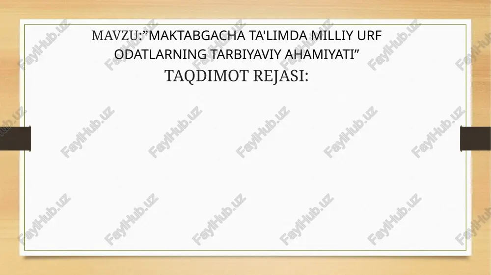 ladi. milliy urf-odatlarning bolalar psixologiyasiga ta'siri, ayniqsa, yosh bolaning o‘zini atrof-muhitda qanday tutishi, boshqalar bilan qanday munosabatda bo‘lishi va o‘zini anglashiga o‘zgarishlar kiritish bilan bog‘liqdir. milliy urf-odatlar va qadriyatlarning tarbiya jarayonidagi roli shundaki, ular bolaga nafaqat ma'naviy-axloqiy jihatdan to‘g‘ri yo‘lni ko‘rsatadi, balki uning ijtimoiy rivojlanishiga, jamiyatga moslashishiga yordam beradi. o‘zbek xalqining urf-odatlari, bayramlari, marosimlari bolalarga hamkorlik, hurmat, mehr-oqibat kabi ijtimoiy me'yorlarni o‘rgatadi. shuningdek, bu urf-odatlar, bolalar orasida do‘stlik va murosaga asoslangan o‘zaro munosabatlarni shakllantiradi. milliy urf-odatlarning bolalar tarbiyasidagi ahamiyatini to‘liq tushunish uchun, ularning rivojlanish va tarbiya jarayoniga qanday ta'sir qilishini aniqlash zarur. o‘zbekistonning har bir hududida o‘ziga xos milliy an'analar mavjud bo‘lib, bu an'analar o‘sha hududdagi bolalar tarbiyasida alohida ahamiyatga ega. misol uchun, o‘zbek xalqining xonandalik, raqs va o‘yinlar bilan bog‘liq an'analari, bolalarga musiqa va san'atni o‘rgatishda katta yordam beradi. xalq og‘zaki ijodi, ertaklar va afsonalar orqali bolalar qadimiy qadriyatlarni o‘zlashtiradilar va shaxsiyatlarini rivojlantiradilar. shuningdek, milliy urf-odatlar va bayramlar bolalar …
