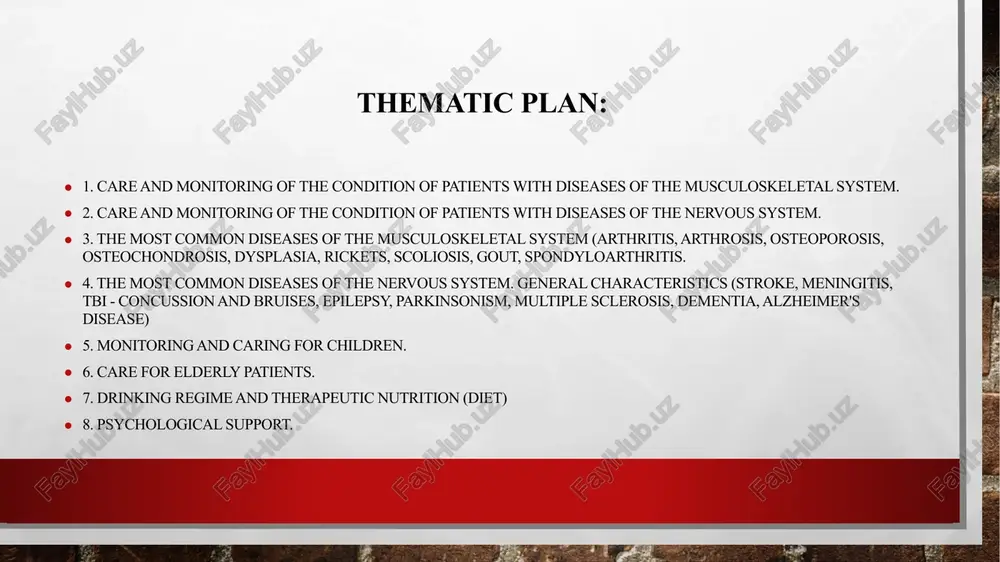 trition according to the regimen; measuring biometric indicators (temperature, blood pressure, pulse);physical therapy to develop the limbs and restore motor activity; therapeutic massage; ventilation of the room and assistance with household chores; walks, if the patient's condition allows sitting in a wheelchair; nervous system disorders affect the fundamental basic functions of the human body – thinking, movement, speech, sense of balance. in mild cases, the patient’s condition can be alleviated with the help of successful rehabilitation and orthopedic devices; in severe cases, the efforts of doctors and medical personnel are aimed at maximizing the use of the patient’s remaining functional capabilities. in progressive diseases, care, as well as the treatment program, depend on the severity of symptoms and the rate of progression of pathological processes. care for patients with nervous system disorders. care for patients with nervous system disorders. neurological pathologies are manifested by symptoms such as: movement disorders – …
