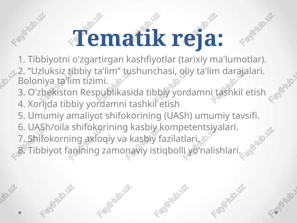 da e'tibor berdi va bu bilim sohasi keyinchalik alohida rivojlandi. selimvriyalik gerodicus surunkali kasalliklarni davolashda gimnastikani qo'llagan va uning texnikasining muvaffaqiyati ko'plab bemorlarni ibodatxonalarga emas, balki gimnaziyalardan yordam so'rashga undagan. qadimgi gretsiya gippokrat - qadimgi yunon shifokori tibbiyotda gippokratning ahamiyati shundaki, u barcha turdagi tibbiy yo’nalishlar (ibodatxonadagi tibbiyot, falsafiy maktablar va gimnaziyalar)ni birlashtira oldi, shu sababli uni "tibbiyotning otasi" deb atashadi. qadimgi yunoniston (gippokrat) gippokrat ta'limotiga ko'ra, etiologiyaga ko'ra, kasalliklar "tashqi" va "ichki" ga bo'linadi. kelib chiqishining birinchi sabablariga quyidagilar kiradi: fasllar, havo harorati, suv, er; ikkinchisi ovqatlanish va inson faoliyatiga qarab individualdir. fasllarga qarab ma'lum kasalliklar rivojlanadi. gippokratning iqlim haqidagi ta'limoti shu yerdan keladi. qadimgi yunoniston (gippokrat) yoshni fasl bilan solishtirish mumkin - har bir yoshda har xil issiqlik holati mavjud. oziqlanish va harakatlanish tanadagi foydalanilmagan kuchlarni iste'mol qilishni rag'batlantirish yoki oldini olish, yetishmovchilik yoki ortiqcha buzilishlarni keltirib chiqarishi mumkin. qadimgi tibbiyot suyuqliklar bilan kasalliklar ta'sirida o'zgarishlarni o'rganishni boshladi, …