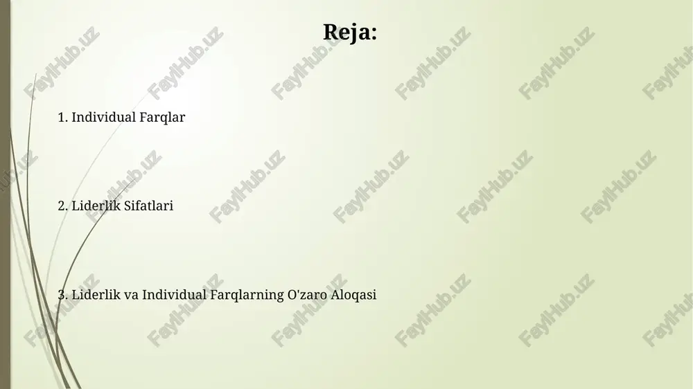 srning oxirida aqshning silikon vodiysi kompaniyalarida paydo bo'lib, hozirda 30 dan ortiq mamlakatlarda qo'llanilmoqda. xizmatkorlik liderligi nazariyasi robert k. grining tadqiqotlariga asoslanib, 1970-yillarda shakllangan va bu yondashuvning asosiy tamoyillaridan biri jamoaning ehtiyojlarini birinchi o'ringa qo'yishdir. muhim shaxsiy fazilatlar muhim shaxsiy fazilatlarga 20 dan ortiq mamlakatlarda o'tkazilgan tadqiqotlar shuni ko'rsatdiki, muvaffaqiyatli liderlar 70% hollarda yuqori darajada o'z-o'zini boshqarish va stressga chidamlilik ko'rsatkichlariga ega bo'lishadi. samarqand universiteti tadqiqotchilari tomonidan o'tkazilgan 5 yillik kuzatuv natijalariga ko'ra, muloqot qobiliyati va 3 dan ortiq tilni bilish rahbarlik lavozimlarida muvaffaqiyatga erishish ehtimolini 2 barobar oshiradi. liderlik uslublari amerika qoʻshma shtatlaridagi tadqiqotlar shuni koʻrsatadiki, muvaffaqiyatli rahbarlar 70% hollarda vaziyatga moslashuvchan turli uslublardan foydalanadilar va qolgan 30% esa bitta uslubga sodiq qolishadi. 200 dan ortiq rahbarlik uslublari mavjud boʻlib, ularning samaradorligi vaziyatga, jamoa madaniyatiga va masalan, yaponiya korporatsiyalarida kollektivizmga asoslangan uslublar koʻproq qoʻllaniladi. muammo yechish muammolarni hal qilishda 70% dan ortiq muvaffaqiyatli liderlar, strategik fikrlash va tahliliy qobiliyatlarini …