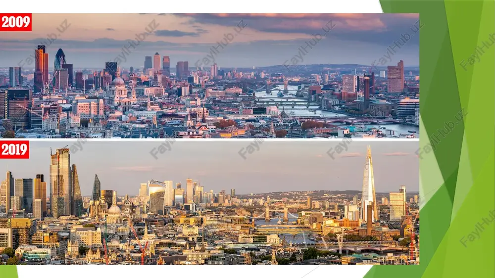 wide variety of architectural styles, from 18th and 19th century financial institutions such as the royal exchange and the bank of england, to the early 20th century old bailey and the 1960s barbican estate. the most recent skyscrapers to grace the financial district are the heron tower, the leadenhall building, tower 42 and the neo-futuristic gherkin. the heron tower, also known as the salesforce tower is the tallest skyscraper in the city at 230m. rising to a whopping 306m, the shard in southwark is both the capital’s and the uk’s tallest building. taking inspiration from the spires of london churches and the masts of tall ships depicted by the 18th century venetian painter canaletto, renzo piano designed the shard as a spire-like sculpture emerging from the river thames. a ‘vertical city’, the shard contains restaurants, bars, offices and the shangri-la hotel, and connects to london bridge station at ground level. …