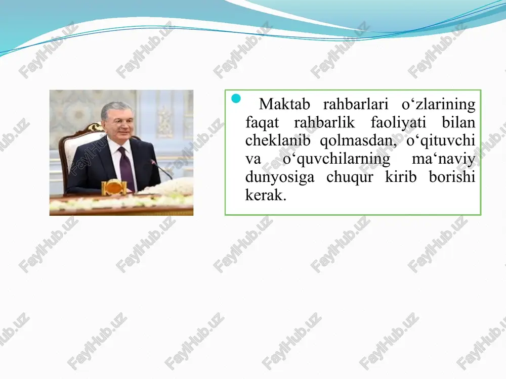 i boshqarishga o‘rgatish o‘quvchilarni ehtiyojlarini tushunish va to‘g‘ri yo‘naltirish maktab jamoasida ijobiy munosabatlarni rivojlantirish muammo yuzasidan xorijiy tajribalarning oʻrganilganligi yaponiyada kollektivizm va jamoa bilan ishlash madaniyati kuchli. o‘quvchilar tartib-intizomga rioya qilishadi, o‘qituvchilarga qatta hurmat ko‘rsatiladi. oʻqituvchilar bilan oʻquvchilar o‘rtasidagi aloqa rasmiy bo‘lsa-da, ular ko‘pincha oʻz oʻquvchilariga hayotiy masalalarda ham maslahat berishadi. rahbarlar koʻpincha oʻz jamoalarining bir qismi sifatida qaror qabul qilishadi va oʻqituvchilarning fikr va takliflarini inobatga olishadi. maktab rahbarlari oʻqituvchilarning kasbiy rivojlanishiga katta ahamiyat berishadi. aqshda esa individualizm va shaxsiy erkinliklarga ko‘proq ahamiyat beriladi. o‘quvchilar bir-birlari bilan ochiq muloqot qilishadi va do‘stlik aloqalarini rivojlantiradilar. maktablarda psixologik yordam xizmatlari mavjud. rahbarlar va xodimlar o‘rtasidagi munosabatlar ko‘proq demokratik va hamkorlikka asoslangan. o‘qituvchilar o‘z fikrlarini erkin ifoda etishlari mumkin va rahbarlar ko‘pincha xodimlarning fikrlarini inobatga oladi. ta’lim tizimida innovatsion yondashuvlar ko‘proq qo‘llaniladi. rahbarlar xodimlarni yangi metodlar va texnologiyalarni o‘rganishga rag‘batlantiradi. koreyada muvaffaqiyatga erishish uchun qattiq mehnat qilish zarurligi jamiyatda keng qabul qilingan …