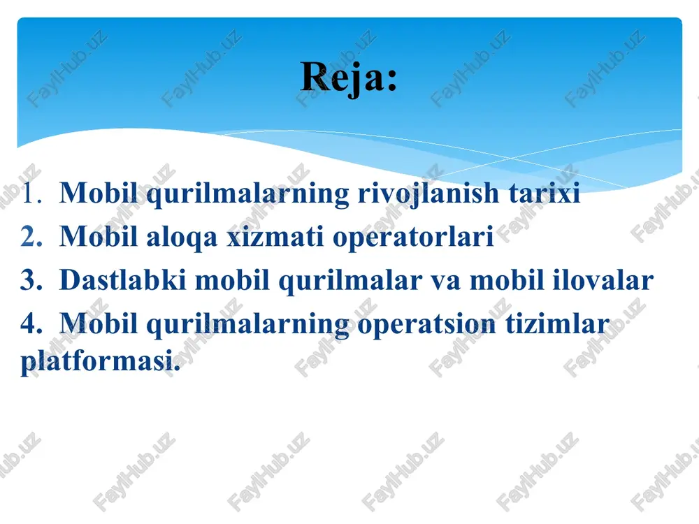 paratni yaratdi. uning ishlash tamoyili hozirgi zamonaviy apparatlarda ham saqlanib qoldi. 1883-yilda olim ko‘mir kukuni bilan mikrofon yaratadi. shu tariqa, jahon bo‘ylab rivojlana boshlagan telefon aloqasi mamlakatimizga ham kirib keldi. xix asrda iqtisodning sezilarli darajada o‘sishi, shaharlarda sanoat, bank-moliyaviy tashkilotlari, tijorat korxonalari faoliyat ko‘rsata boshlashi o‘lkada shahar va shaharlararo telefon aloqasining asta-sekin rivojlanishiga asos bo‘ldi. 1887-yilda toshkent pochta-telegraf idorasi o‘rtasida telefon aloqasi tashkil etildi. 1891-yil iyulda toshkent telefon tarmog‘ini tashkil etish bo‘yicha muzokaralar bo‘lib o‘tdi va 1891-yilda toshkent shahrida umumiy foydalanish imkoniyatlarini beruvchi telefon tarmog‘i tashkil etildi. mobil telefon, uyali telefon yoki qoʻl telefoni uyali aloqa tizimi boʻylab ovoz va boshqa axborot uzatuvchi hamda qabul qiluvchi elektron qurilmadir. zamonaviy mobil telefonlar internet mijozlari, oʻyinlar, infraqizil va bluetooth portlar, video/fotokamera, mp3 player, radio va hokazo taʼminot bilan qurollangan. mobil telefon, qoʻl telefon — simsiz telefon turi. har bir abonent (uyali telefon apparati) muayyan bir uyali telefon kompaniyasining telefon tarmogʻidagi baza stansiyaga …