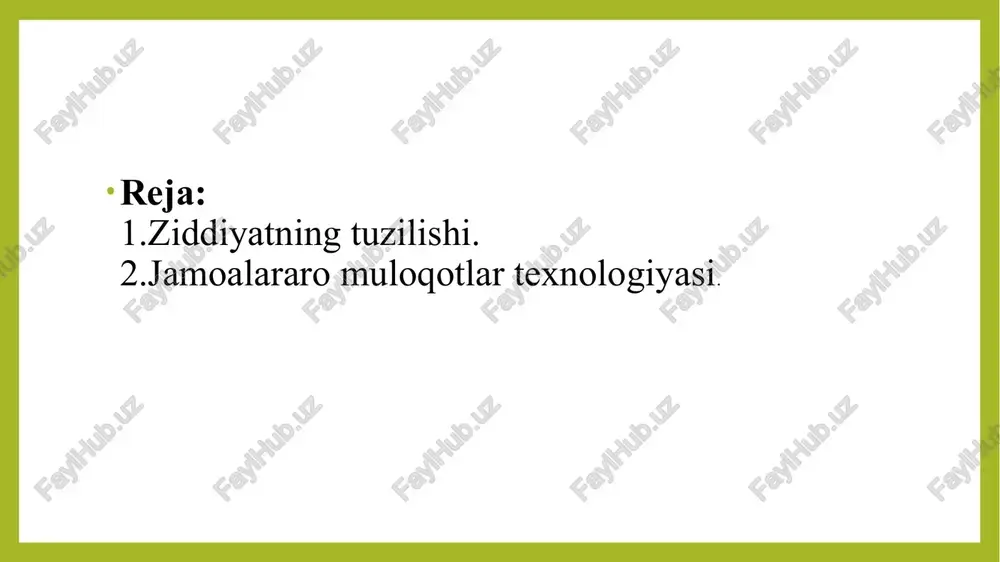hada — «nega buncha uyquchisiz?», «shunchalar ham mas’uliyatsiz bo'lasizmi?», «keyingi safar ham shunaqa kech kelavering, xo'pmi?». nizo dinamikasi uch bosqichdan iborat: yetilish, ro'yobga chiqish, so'nish.l-bosqichda nizo ro'yobga chiqishining oldini olish mumkin. samarali usullardan biri kommunikativ o'zaro ta ’sir sohasidan predmetli faoliyat sohasiga o'tish. ro'yobga chiqish bosqichiga o'tgan nizoning oldini olib bo'lmaydi. so'nish bosqichining kelishini kutish kerak bo'ladi. bu bosqichda korreksion tadbirlarni o'tkazish samaralidir. nizolar bir qancha belgilariga ko'ra tasniflanadi: 1. natijasiga ko'ra: konstruktiv — munosabatlaming yaxshilanishi, muammoning ikkala tomon uchun ijobiy hal etilishiga olib keladi. www.ziyouz.com kutubxonasi destruktiv — munosabatlarning yomonlashuviga, muammoning hal etilmasligiga olib keladi. 2. davom etish vaqtiga ko'ra: uzoq muddatli — ro'yobga chiqish bosqichi cho'zilib ketgan nizo, qisqa muddatli — ro'yobga chiqish bosqichi uzoq davom etmaydigan nizo. 3. keskinlik darajasiga ko'ra: norozilik, kelisha olmaslik, qaramaqarshilik, dushmanlik. 4.faoliyat sohasiga ko'ra: boshqarish sohasidagi, ishlab chiqarish sohasidagi. psixologlar muloqotdagi nizolarning oldini olish uchun quyidagi qoidalarga amal qilish lozimligini uqtirib o'tadilar: …