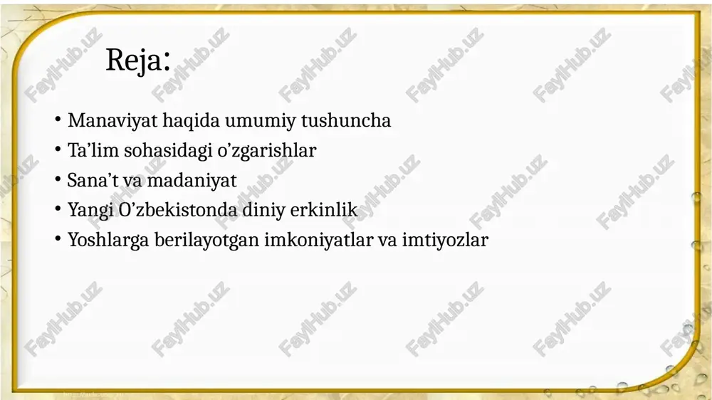 at va madaniyat sohasidir. chunki, madaniyat va san’at millatning ko‘rki, mamlakatning yuzi hisoblanadi. shunday ekan, har bir millat o`zining urf-odati, madaniyati, qadriyatlari turfa xilligi bilan ajralib turadi. bugungi kunda san’at va madaniyat sohasining jamiyatimizdagi o‘rni va nufuzini oshirish borasida qator islohotlar amalga oshirilmoqda. muhtaram prezidentimiz shavkat miromonovich mirziyoyev raisligida 2023-yilning 22-dekabr kuni respublika ma’naviyat va ma’rifat kengashining kengaytirilgan yig‘ilishi bo‘lib o‘tdi. yig‘ilish davomida davlatimiz rahbari yangi o‘zbekistonni va uchinchi renessans poydevorini yaratishda qudratli kuchga ega bo‘lgan ma’naviyat muhim ahamiyat kasb etishini ta’kidlab o‘tdilar. ushbu anjuman davomida prezidentimiz ustuvor yo‘nalishda fikrlarini bildirib, muhim tashabbbuslarni ilgari surdi: birinchidan, maʼnaviyat va madaniyat sohasidagi ishlarimiz uchun metodik asos boʻlib xizmat qiladigan milliy gʻoyamizni rivojlantirish boʻyicha alohida dasturiy hujjat ishlab chiqilishi muhim ekanligi taʼkidlandi. ikkinchidan, madaniy-maʼrifiy sohadagi ishlarda hokimlarning masʼuliyati oshiriladi. tuman va shaharlarda maʼnaviyat va maʼrifat maskanlari ishga tushiriladi. shu maqsadda, hududlardagi 4 ta sektorga qoʻshimcha ravishda maʼnaviyat sektori tashkil etilishi maʼlum qilindi. shuningdek, …