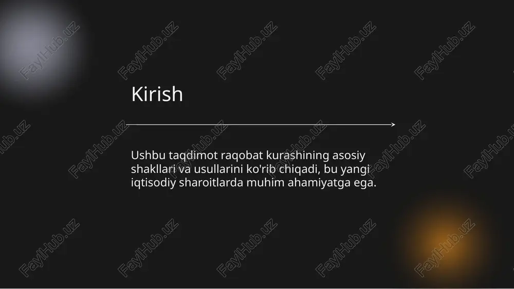 rayonidir. bu jarayon firmalarga uzoq muddatli yo'nalishlarni belgilashga yordam beradi. raqobatchilarni o'rganish, raqobat muhitini aniqlash va firmalarning muvaffaqiyatli strategiyalarini bilish uchun o'tkaziladi. bu jarayon raqobatga tayyorlanish uchun kerakli ma'lumotlarni taqdim etadi. raqobatchilarni o'rganish natijalar 04 bozor ulushi bozor ulushi, brendning o'z segmentida egallab turgan pozitsiyasini ko'rsatadi. bu ko'rsatkich raqobatbardoshlikni aniqlashda muhimdir va firmalarning muvaffaqiyatini baholashda yordam beradi. brendning kuchayishi, brendning iste'molchilar o'rtasida tan olinishi va e'tiborini qozonishi jarayonidir. raqobat muhitida brend boshqaruvi orqali kuchaygan brendlar bozor ustunligini qo'lga kiritadi. brendning kuchayishi ijtimoiy ta'sirlar, brendning jamiyatdagi ta'siri va ijtimoiy mas'uliyati bilan bog'liqdir. raqobat sharoitida ijtimoiy mas'uliyatga qaratilgan strategiyalar brand imidjini kuchaytiradi. ijtimoiy ta'sirlar xulosa raqobat kurashi va uning shakllari hamda usullari muvaffaqiyatli strategiyalarni ishlab chiqishga yo'naltirilgan, bu esa bozorda o'z o'rnini mustahkamlashga yordam beradi. thank you! do you have any questions? please keep this slide for attribution credits: this presentation template was created by slidesgo, and includes icons by flaticon, and …
