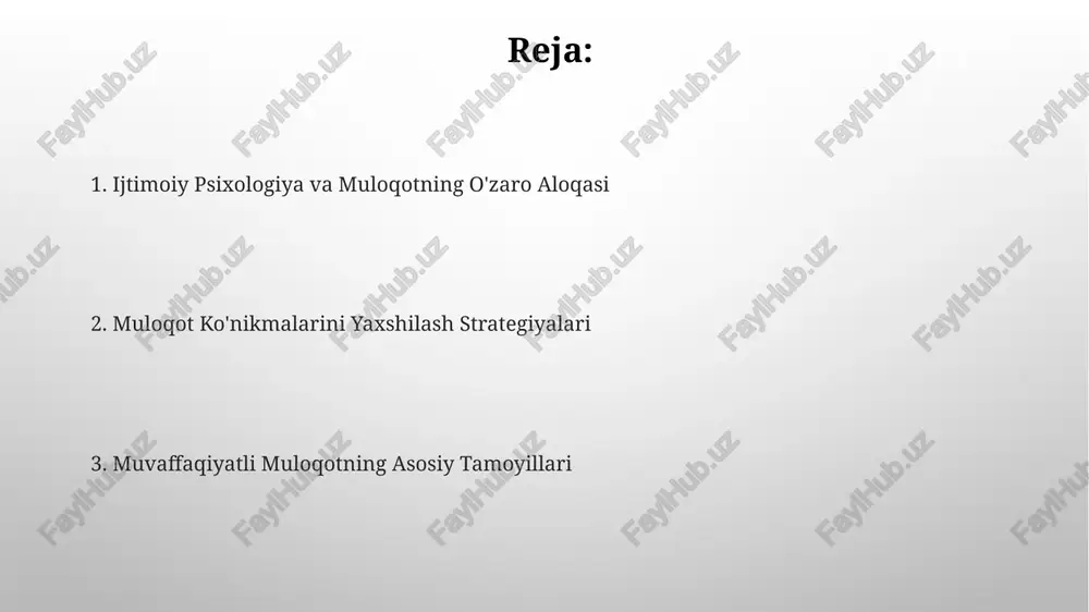 o‘llash orqali, xodimlar orasidagi noto‘g‘ri tushunish holatlari 15% ga kamaydi. samarqanddagi 500 dan ortiq ishtirokchi bilan o‘tkazilgan biznes-treningda, faol tinglash va ochiq savollardan foydalanish orqali muloqot samaradorligi 30% ga oshdi. muloqotning turli uslublari o‘zbekistonning turli hududlarida, masalan, xorazm va farg‘ona vodiylarida, muloqot uslublarida 5-10% farq kuzatilishi mumkin, bu mintaqaviy madaniy xususiyatlar bilan bog‘liq. samarali muloqot uchun 7 dan ortiq noverbal belgilarni, jumladan, ko‘z aloqasini va tana tilini, to‘g‘ri talqin qilish muhimdir; 20 % so‘zlar, 80 % esa noverbal signallar muloqotga ta'sir qiladi. muloqot to'siqlari o'zbekistonning qishloq joylarida, 60 yoshdan oshgan aholi orasida, 30% ga yaqini muloqot to'siqlari sifatida til to'siqlarini va texnologiyalardan foydalanishning past darajasini ko'rsatadi. samarqand viloyatida o'tkazilgan tadqiqot, 250 nafar ishtirokchi bilan, muloqotning samaradorligiga ta'sir qiluvchi eng katta to'siq sifatida madaniy farqlarni (35%), keyin esa shaxsiy xususiyatlarni (20%) aniqladi. ishonchni qurish ishonchni qurishda ochiq va halol muloqot muhim, chunki tadqiqotlar shuni ko'rsatadiki, 70% dan ortiq muvaffaqiyatli biznes munosabatlari …