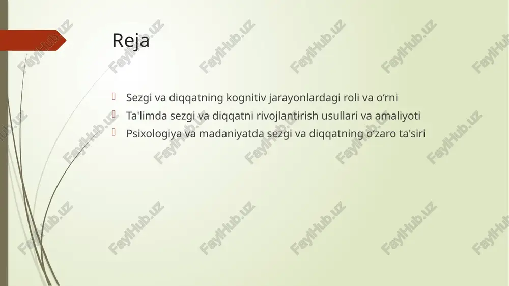 a aniq qabul qilishda muhim rol o'ynaydi, bu esa o‘quvchilarning fahmini oshiradi. ilmiy izlanishlarda yordam bu kognitiv jarayonlar ilmiy tadqiqotlarda muhim fikrlash va tahlil qilish imkonini yaratadi, yangi g‘oyalarni aniqlash va rivojlantirishda qo‘llaniladi. ta'lim samaradorligi sezgi va diqqatni rivojlantirish ta'lim jarayonining samaradorligini oshiradi, o‘quvchilarning diqqatini saqlash va ma'lumotni chuqur o‘zlashtirish uchun zarurdir. madaniy o‘zgarishlar bu jarayonlar madaniy kontekstlarda shakllanib, ta'limda innovatsiyalar va metodlarni ishlab chiqishda muhim omil bo‘lib xizmat qiladi. ta'limda sezgi va diqqatni rivojlantirish uchun samarali usullar va metodlar 1 boshlang‘ich muhitni yaratish - o‘quv muhitini shaxsiylashtirish va motivatsiya bilan ta’minlash sezgi va diqqatni rivojlantirishda muhim rol o‘ynaydi. ta’lim muhitini qiziqarli va qulay qilish o‘quvchilarga e'tibor bilan yondashishga yordam beradi. 2 interaktiv usullar - o‘qitishda interaktiv metodlar, masalan, muhokamalar va amaliy mashg‘ulotlar, sezgi va diqqatni faollashtiradi. bu usullar o‘quvchilarning faol fikrlashini va diqqatini davomiy saqlashni rag‘batlantiradi. 3 moslashuvchan ta’lim texnologiyalari - teknologiyalardan foydalanish, masalan, multimedia va onlayn platformalar, sezgi …
