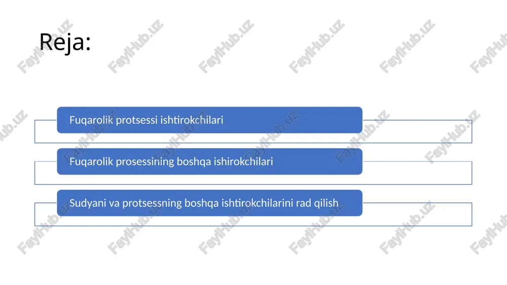 ari sudyani rad qilish tartibi, asosan, fuqarolik protsessual kodeksi va boshqa tegishli qonun hujjatlari bilan tartibga solinadi. o‘zbekiston respublikasida, masalan, fuqarolik protsessual kodeksi sudya va protsess ishtirokchilarining xolisligi, tarafkashlikdan holi bo‘lishi va rad qilish tartiblarini belgilaydi. bu qonun hujjatlari sudya va boshqa protsess ishtirokchilarning tarafkashlikka oid shubhalarini bartaraf etishga yordam beradi va jarayonning adolatli o‘tishiga xizmat qiladi. sudyani rad qilish tartibi fuqarolik protsessining xolis va adolatli o‘tishini ta’minlash uchun zaruriy huquqiy mexanizmdir. rad qilish asoslari va tartibi aniq protsessual huquqiy me’yorlar orqali belgilanadi va sud jarayonida ishtirok etgan tomonlarning xolis va tarafkashlikdan holi bo‘lishini ta’minlaydi. sudyani rad qilish, sud tizimining ishonchliligini oshiradi va protsessga bo‘lgan ishonchni mustahkamlaydi. sudyani rad qilish asoslari •shaxsiy manfaatlar: sudya da’vogar, javobgar yoki protsessning boshqa ishtirokchilari bilan shaxsiy aloqada bo‘lsa, masalan, ular bilan o‘zaro qarindoshlik, do‘stlik yoki boshqa aloqalar mavjud bo‘lsa. •qarashlar va oldindan qabul qilingan fikrlar: sudya ma’lum bir masala bo‘yicha oldindan qaror qabul qilgan …
