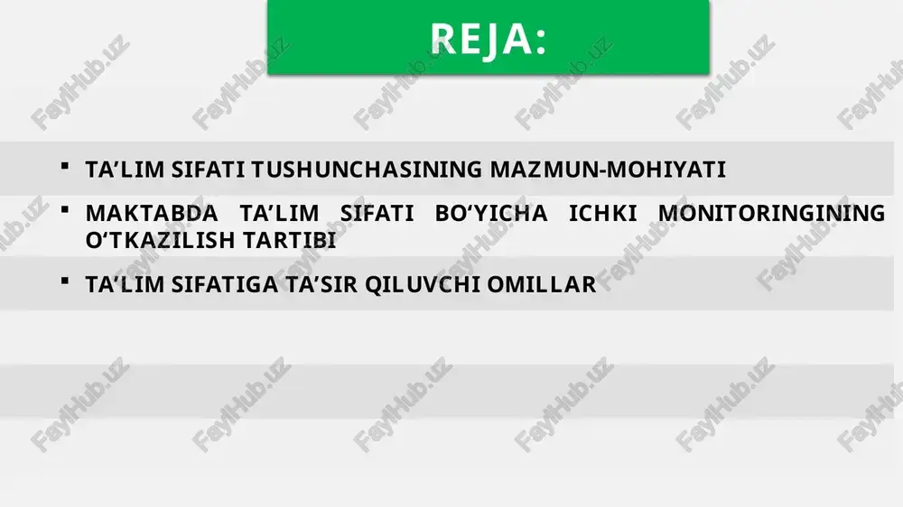 ingizning o‘quvchilar bilan samarali muloqot qilishi, ular bilan samamiy aloqa o‘rnatganligi, pedagog etikasiga amal qilishiga baho bering. 🔵a’lo 🔵yaxshi 🔵qoniqarli 🔵qoniqarsiz 6. oʻqituvchingizning o‘quvchilarni xolis, mezonlarga tayanib, haqqoniy baholash qobiliyatiga – baholash savodxonlik darajasiga munosabat beldiring. 🔵a’lo 🔵yaxshi 🔵qoniqarli 🔵qoniqarsiz 7. oʻqituvchingizning fan kontenti sifatiga, ya’ni mavzular bo‘yicha taqdimotlar, topshiriqlar sifatiga va qiziqarli ekanligiga baho bering. 🔵a’lo 🔵yaxshi 🔵qoniqarli 🔵qoniqarsiz 8. oʻqituvchingizning o‘quvchilar bilan ishlash darajasiga baho bering. 🔵faqat yaxshi o‘zlashtiradigan o‘quvchilar bilan dars o‘tadi. 🔵faqat o‘zlashtirishi past bo‘lgan o‘quvchilar bilan dars o‘tadi. 🔵ham past, ham yaxshi o‘zlashtiradigan o‘quvchilar bilan ishlaydi. 🔵na past, na yaxshi o‘zlashtiradigan o‘quvchilar bilan ishladi. 9. oʻqituvchingizning o‘g‘il va qiz bolalar bilan munosabati, ya’ni gender tengligiga amal qilish darajasiga baho bering. 🔵faqat o‘g‘il bolalarga yaxshi munosabatda bo‘ladi. 🔵faqat qizlarga yaxshi munosabatda bo‘ladi. 🔵ham o‘g‘il, ham qiz bolalarga yaxshi munosabatda bo‘ladi. 🔵na o‘g‘il, na qiz bolalarga yaxshi munosabatda bo‘ladi. 10. ona tili va adabiyot fanini yanada qiziqarli …