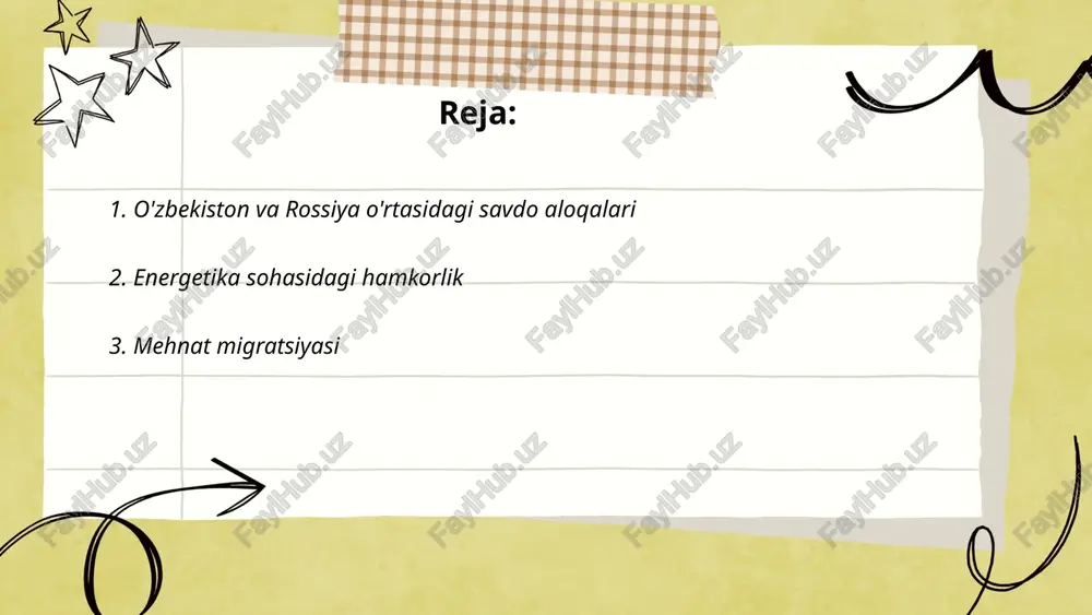 iston va janubiy koreya edi. migrantlarning yuborgan pul o‘tkazmalari o‘zbekiston yalpi ichki mahsulotining qariyb 12% ini ta’minlagan. 2023-yilda migrantlar tomonidan yuborilgan mablag‘lar qariyb 8 milliard aqsh dollarini tashkil qilishi kutilmoqda. bu mablag‘lar ko‘pincha uy-joy ta'mirlash, ta'lim va sog'liqni saqlash kabi sohalarga sarflanadi. mehnat migratsiyasi aholining mehnat bilan bandligini oshiradi, lekin muayyan ijtimoiy muammolarni ham keltirib chiqaradi. ... t.me/slaydai_bot 4. transport va logistika masalalari transport va logistika masalalari o'sib borayotgan mamlakatlar uchun juda muhimdir. 2023-yilda global logistika bozori 10 trillion dollarga yetishi kutilmoqda. markaziy osiyo davlatlari, ayniqsa o'zbekiston, "bir makon, bir yo'l" loyihasida faol ishtirok etib, tranzit imkoniyatlarini rivojlantirmoqda. transport infratuzilmasiga investitsiyalar 2030-yilgacha mintaqada 15 milliard dollardan oshishi taxmin qilinmoqda. transport tarmoqlarining samaradorligi oshirish uchun logistika texnologiyalariga, masalan, iot va big data'ga sarmoyalar kiritilmoqda. o'zbekistonda avtomobil transporti hajmi 2022-yilda 10 foizga oshdi. temir yo'l transportida yangi yo'nalishlar ochilishi rejalanmoqda. bu iqtisodiy o'sishni tezlashtirishda va eksport-import jarayonlarini yanada samarali qilishda yordam beradi. …