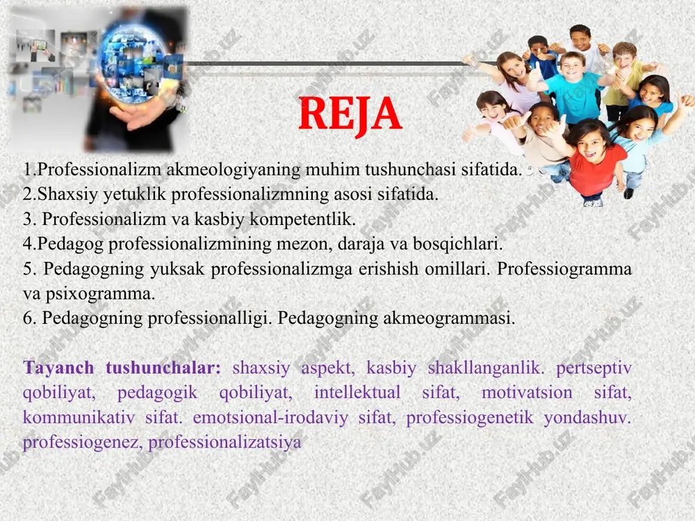 i; • axborotlarga tashnalik, muammolardagi g‘ayri odatiylikka vayangilikka bo‘lgan his-tuyg‘u, professionalizm, bilishga bo‘lgan chanqoqlik. v.a.slastenin ijodiy individualizmni ro‘yobga chiqarishning asosiy vazifalarini quyidagicha belgilaydi: • ijtimoiy mohiyat kasb yetgan madaniyatni boyitish; • pedagogik jarayon va shaxs bilimlarini yangilab turish; • samarali va ahamiyatli meyorlarni belgilaydigan yangi texnologiyalarni topish; • shaxsning o‘z taqdirini o‘zi belgilash va o‘zini o‘zi namoyon qila olishi asosida o‘z rivojlanishini ta ‘minlash; o‘zini boshqalarga qiyos qilish asosida o‘z shaxsining betakror yekanligini anglay olishi; o‘zi to‘g‘risidagi kreativ ko‘rinishlar va tasavvurlari to‘plami; individual kreativ o‘ziga xosliklaming bir butunligi va uyg‘unligi, ichki birligi; shaxsning o‘z rivqilanishidagi dinamiklik va doimiylik jarayoni va uning ijodkor sifatida shakllanishi; shaxs o‘zini namoyon qila olishi va o‘zining muayyan ishlarni amalga oshirishga hozir turganligi. ijodiy individuallikni xarakterlaydigan samarali o‘z-o‘zini anglash quyidagilarni qamrab oladi: pedagogik kasb har kimning ham qo’lidan kelavermaydi. pedagogik faoliyatdan yutuqlarga faqat shu kasbga qiziqish, shu faoliyat bilan shug’ullanishga moyil, oqibat natijada esa pedagogik qobiliyatga …