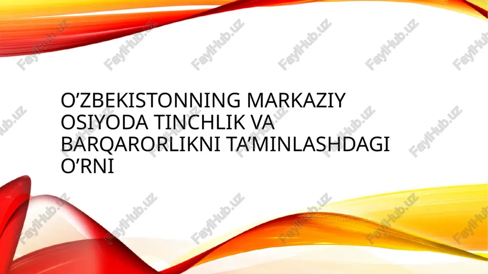 anfaatlarining ustuvorligi, xalqaro huquq normalariga qat’iy rioya qilish, boshqa davlatlarning ichki ishlariga aralashmaslik, xududiy da’volar qilmaslik, nizoli masalalarni tinch yo’l bilan hal qilish, tajovuzkor xarbiy bloklarga qo’shilmaslik, yadro quroliga ega bo’lmaslik kabi tamoyillarga asoslanadi. shu tufayli ham o’zbekiston jaxon hamjamiyatida o’zining munosib o’rnini egallab, xalqaro maydonda katta obro’-e’tiborga ega bo’lmoqda. bugungi kunda markaziy osiyoda joylashgan mamlakatlarni, demokratik, huquqiy, dunyoviy taraqqiyot yo’lidan qaytarishga urinayotgan turli xil ekstremistik kuchlar va markazlar bu yerdagi havfsizlikka raxna solmoqda. bu yovuz kuchlar diniy ekstremizm va xalqaro terrorchilikni mintaqamizga yoyishga urinmoqda. giyoxvand moddalar va qurol-yarog’larni noqonuniy yo’llar bilan olib o’tish va sotish nafaqat markaziy osiyo balki butun dunyo havfsizligiga jiddiy taxdid solmoqda. xx asrning oxiri – xxi asr boshida jahon siyosiy xaritasida yuz bergan tub o’zgarishlar markaziy osiyoda ham keskin o’zgarishlarga olib keldi. markaziy osiyo respublikalari mustaqilikka erishgandan so’ng mintaqa xavfsizligi va barqarorligiga tahdidlar ana shu geosiyosiy, ijtimoiy-iqtisodiy o’zgarishlar bilan uzviy bog’liq. bu tahdidlar bir qancha …