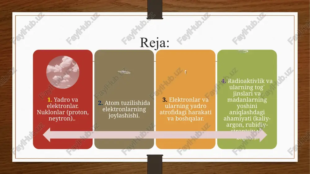 drosi hisoblanadi. p. barcha kimyoviy elementlar atomining yadrosi tarkibiga kiradi. yadrodagi p.lar soni kimyoviy elementning atom raqamini, yaʼni d. i. mendeleyev davriy sistemasitsags oʻrnini bildiradi. chunonchi, vodorod atomi yadrosi 1 ta p.dan tashkil topgan. p. — birlamchi kosmik nurlarning asosiy qismi. zaryadlangan zarralar tezlatkichlarida olingan p. dastalari yadro fizikasi va elementar zarralar fi-zikasida asosiy tajriba quroli hisoblanadi. radioaktivatsiya tahlilida, shuningdek, radioaktiv izotoplarni olishda p.dan foydalaniladi. tabiatda p.ga antizarra hisoblanuvchi antiproton ham mavjud. antiprotonning hamma zaryadlarining ishorasi p. zaryadlariga teskari boʻladi. p. haqidagi tasavvur 1910 yillarda barcha yadrolar vodorod atomi yadrosidan tuziladi, degan gipoteza tarzida yuzaga keldi. 1919—20 yillarda e. rezer-ford boshka elementlardan a-zarralar urib chiqargan vodorod yadrolarini tajribada kuzatdi va u 20-yillarda fanga "p." terminini kiritdi. elementlar tartib rakamlarining atom massalaridan kichikligi haqidagi masala .neytronning topilishi bilan 1932 yilda uzil-kesil hal qilindi.[1] neytronning kvark tuzilishi neytron ( lotincha neuter - na biri, na boshqasi) - elektr zaryadiga ega bo'lmagan og'ir …