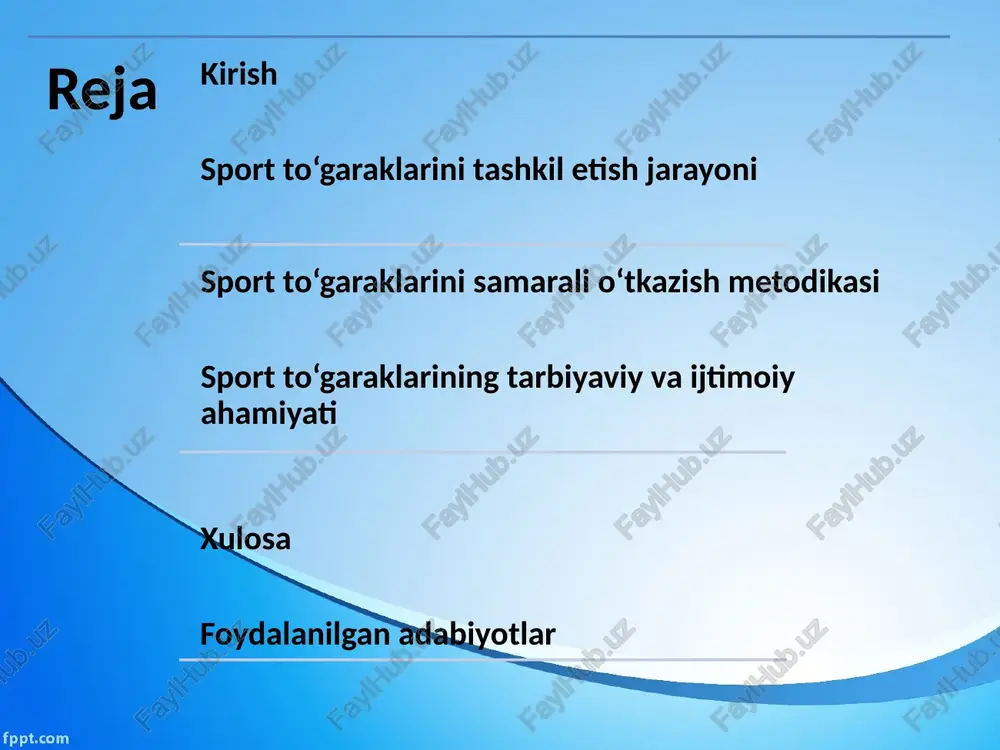 yorgarlik darajasiga qarab amalga oshirilishi zarur. turli sport turlari o‘ziga xos xususiyatlarga ega bo‘lib, ularning har biri jismoniy faollikni rivojlantirishda alohida yondashuvni talab etadi. sport to‘garaklarini samarali o‘tkazish metodikasi o‘quvchilarning jismoniy rivojlanishiga individual yondashuv sport to‘garaklarining samaradorligini belgilovchi asosiy omil hisoblanadi. har bir o‘quvchining yoshi, jinsi, sog‘lig‘i va qiziqishlari farq qiladi, shuning uchun umumiy dasturni shaxsiylashtirish zarur. dastlab, o‘quvchilarning boshlang‘ich baholashini o‘tkazish lozim: antropometrik o‘lchovlar (bo‘y, og‘irlik, mushak massasi) va funktsional testlar (yugurish tezligi, sakrash balandligi) orqali ularning holati aniqlanadi. o‘quvchilarning jismoniy rivojlanishiga individual yondashuv musobaqalar va ko‘rik-tanlovlarni tashkil etish sport to‘garaklarining natijalarini ko‘rsatish va o‘quvchilarning raqobat ruhini shakllantirish uchun muhimdir. tartibni belgilashda birinchi navbatda maqsadni aniqlash kerak: o‘quvchilarning ko‘nikmalarini sinash yoki maktablararo musobaqa o‘tkazish. tashkilot jarayoni quyidagi bosqichlarga bo‘linadi: rejalashtirish, tayyorgarlik, o‘tkazish va tahlil. rejalashtirishda sana, joy va ishtirokchilar sonini belgilash lozim. musobaqalar va ko‘rik-tanlovlarni tashkil etish tartibi 10 sport to‘garaklarining tarbiyaviy va ijtimoiy ahamiyati sport to‘garaklari jamiyatdagi yosh …
