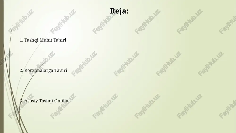 o'zaro munosabatlarni murakkablashtiradi va qo'shimcha xarajatlarni keltirib chiqaradi. huquqiy me'yorlarning noaniqligi va byurokratiya, tadbirkorlik faoliyatini boshlash va rivojlantirish jarayonini 12 oyga uzaytiradi, bu esa biznes samaradorligini pasaytiradi. siyosiy beqarorlik, 2022-yildagi siyosiy voqealarga asoslanib, milliy iqtisodiyotga 5% ga yaqin salbiy ta'sir ko'rsatdi, bu esa investitsiyalarni kamayishiga olib keldi. texnologik yutuqlar global miqyosda 5g tarmoqlari joriy etilishi internet tezligini sezilarli darajada oshirdi, bu esa bulutli texnologiyalar va masofadan turib ishlash imkoniyatlarini kengaytirdi. texnologiya yutuqlari ishlab chiqarish samaradorligini 30% ga oshirdi, bu esa xarajatlarni kamaytirish va raqobatbardoshlikni kuchaytirishga olib keldi. sun'iy intellekt va mashinani o'rgatish texnologiyalari yordamida ma'lumotlarni tahlil qilish tezligi 10 baravar oshdi, bu esa biznes qarorlarini qabul qilishni tezlashtirdi. e'tiboringiz uchun rahmat @taqdimot_robot