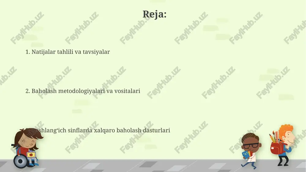shbu fan bo'yicha qo'shimcha qo'llab-quvvatlash guruhlarini tashkil etish tavsiya etiladi. oʻqituvchilarning roli va javobgarligi kamida 3 ta turli baholash usulini (masalan, yozma ishlar, ogʻzaki javoblar, amaliy topshiriqlar) qoʻllab, har bir oʻquvchining bilimini xolis va adolatli baholash oʻqituvchilarning asosiy vazifasidir. oʻqituvchilar test natijalarini tahlil qilib, oʻquv jarayonini yaxshilash, kamchiliklarni bartaraf etish va 5-10% ga oʻquv natijalarini yaxshilashga qaratilgan rejalar tuzishlari lozim. dasturning afzalliklari va kamchiliklari xalqaro baholash dasturlarining afzalliklari milliy ta'lim tizimlarini taqqoslash imkonini beradi, shuningdek, 30 dan ortiq mamlakatdagi o'quvchilarning yutuqlari to'g'risida ob'ektiv ma'lumotlarni taqdim etadi. kamchiliklari sifatida, ba'zi testlar madaniy jihatdan mos kelmasligi va 10% ga yaqin o'quvchilar uchun test sharoitlariga moslashish qiyinchiliklarini keltirib chiqarishi mumkin. taʼlim sifatini yaxshilash yoʻllari sinflardagi o'quvchilar sonini 25 kishidan oshmasligi va har bir o'quvchiga individual yondashishni ta'minlash ta'lim samaradorligini 15% ga oshirishi mumkin. ta'lim sifatini yaxshilashda o'qituvchilarning malakasini oshirishga 20% dan ortiq mablag' ajratish va kamida 50 soatlik malaka oshirish kurslarini o'tkazish samarali …