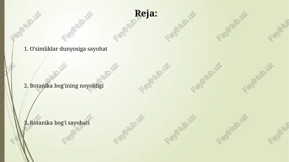 'sishi uchun juda muhim omil hisoblanadi; kislotalilik darajasi o'simlik turlarini aniqlaydi. reja va maqsadlar ekskursiya ishtirokchilari o'simliklarni aniqlash, fotosintez jarayonini kuzatish va 20 ta turli xil o'simlik namunalarini to'plash bo'yicha ko'nikmalarni egallaydilar. ekskursiya davomida o'simliklarning morfologiyasi, fiziologiyasi va ekologiyasi bo'yicha 3 ta amaliy mashg'ulot o'tkaziladi. botanika bog'iga sayohat botanika bog'ida 150 dan ortiq turdagi daraxtlar va butalar, jumladan, noyob va endemik o'simliklarning 20 dan ortiq turi mavjud. sayohat davomida, o'simliklarning morfologiyasi va fiziologiyasi haqida 10 dan ortiq qiziqarli faktlarni o'rganishingiz mumkin. yovvoyi tabiat bog‘ning 5 gektar maydonini egallagan “yovvoyi tabiat” zonasida o‘simliklarning turli xil ekotizimlarini, masalan, dasht, cho‘l va tog‘ etaklarini ko‘rish mumkin. “yovvoyi tabiat” zonasida o‘tkazilgan tadqiqotlar shuni ko‘rsatdiki, 2022-yilda 15 ga yaqin hashorat turlari yangi turlar sifatida aniqlangan. gullar va o'tlar o't o'simliklari 10000 dan ortiq turga ega bo'lib, ularning aksariyati bir yillik yoki ko'p yillik o'simliklardir, gullar esa turli xil hayot sikllariga ega, jumladan, bir yillik, ikki …