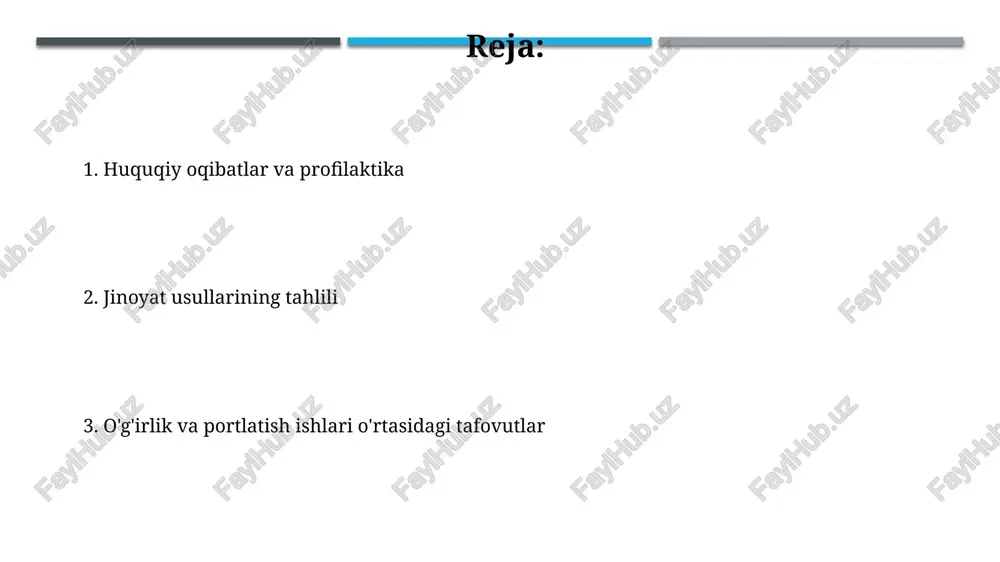 a ochish imkonini beradi, bu esa tezkor kirishni ta'minlaydi. statistik ma'lumotlar o'g'irlik jinoyatlarining 70% uy xo'jaliklariga, qolgan 30% esa tijorat obyektlariga qarshi sodir etilgan bo'lsa, portlatish ishlari esa asosan pul yoki qimmatbaho buyumlar saqlanadigan joylarga qaratilgan. portlatish ishlari natijasida kelib chiqqan moddiy zarar miqdori o'g'irlikka qaraganda o'rtacha 5 barobar yuqori bo'lib, 1 holatda o'rtacha zarar 100.000 aqsh dollarini tashkil etadi. jinoyat joyi tekshiruvi jinoyat joyidan olingan 15 ta guvoh ko‘rsatmalari va 5 ta video tasvirlar tahlili portlash kuchini va uning kelib chiqish sabablarini aniqlashga yordam berdi. jinoyat joyi tekshiruvi davomida 30 dan ortiq dalil-isbotlar, jumladan, parcha-parcha bo‘lgan portlovchi moddalar qoldiqlari va o‘q izlari aniqlandi. o'g'irlikning turlari uy-joylarga qarshi o'g'irliklarning 15% ga yaqini, o'g'rilarning binoga noqonuniy kirish uchun maxsus vositalardan, masalan, kalitlarni tanlash vositalaridan foydalanishi bilan bog'liq. jamoat joylarida sodir etiladigan o'g'irliklarning 40% dan ko'prog'i, cho'ntakchilik va ochiq joylarda yashirincha o'g'irlash kabi tezkor usullar orqali amalga oshiriladi. portlatish ishlarining turlari portlatish …
