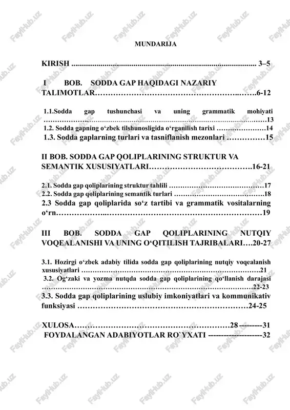 rniga ega bo‘lib, u fikrni to‘liq ifodalashning asosiy shaklidir. sodda gap esa sintaktik tizimning poydevorini tashkil etadi. sodda gap qoliplari orqali tilning tabiiy imkoniyatlari, nutqiy faoliyatda so‘zlovchining maqsadi va tinglovchiga ta’sir o‘tkazish usullari namoyon bo‘ladi. ayniqsa, bugungi kunda tilshunoslikning kommunikativ yo‘nalishi rivojlanib borar ekan, sodda gap qoliplarining nutqiy voqealanishi, ya’ni real nutq jarayonida ularning qo‘llanish shakllari va xususiyatlarini o‘rganish masalasi dolzarb ilmiy yo‘nalishlardan biri sifatida qaralmoqda. mavzuning dolzarbligini shuningdek, zamonaviy o‘zbek adabiy tilining sintaktik tizimini mukammal o‘rganish, til me’yorlarini to‘g‘ri shakllantirish, nutq madaniyatini rivojlantirish zarurati belgilaydi. chunki sodda gap qoliplari nafaqat grammatik birlik, balki uslubiy va kommunikativ birlik sifatida ham til tizimida faol ishtirok etadi. mavzuning o‘rganilganlik darajasi sodda gap masalasi o‘zbek tilshunosligida ko‘plab tadqiqotlarga asos bo‘lgan. jumladan, a. g‘ulomov, m. asqarova, a. nurmonov, m. jo‘rayev, g‘. rahmonov, s. sodiqov, h. ne’matov singari olimlar tomonidan gapning struktur, semantik va funksional tahliliga oid qimmatli ishlar amalga oshirilgan. shunga qaramay, sodda gap …