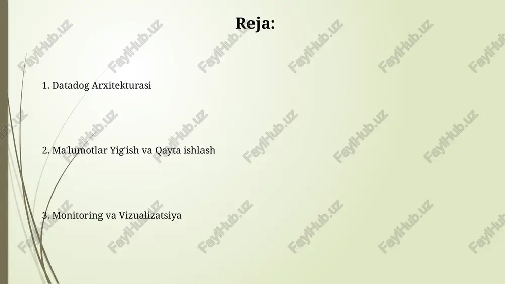or so'rovlarni bajaradi. ma'lumotlarni ingichka qatlamga ajratish va agregatsiya qilish orqali, datadog 1000 dan ortiq metrik va voqealarni birlashtirib, umumiy ko'rinishni taqdim etadi, shuningdek, real vaqtda tahlil qilishni ta'minlaydi. vizualizatsiya va tahlil vositalari anomaliyani aniqlash algoritmlari va mashinani o'rgatish texnologiyalari yordamida, odatdan tashqari hodisalarni avtomatik ravishda aniqlash va 99,9% aniqlik bilan tahlil qilish imkoniyati mavjud. qo'llaniladigan interaktiv dashboardlar orqali real vaqt rejimida ma'lumotlarni kuzatish va 500 dan ziyod integratsiyalar orqali turli xil manbalardan ma'lumotlarni birlashtirish mumkin. ma'lumotlar yig'ish jarayoni real-time ma'lumotlarni qayta ishlash uchun, datadog har soniyada millionlab voqealarni qayta ishlashga qodir bo'lgan tarqalgan arxitekturadan foydalanadi. datadog agentlari, 60 dan ortiq turdagi texnologiyalardan ma'lumotlarni yig'ish uchun, api, agentlar va metrika to'plamlaridan foydalanadi. datadog arxitekturasi datadog'ning mikro-xizmatlar arxitekturasi, 1000 dan ortiq serverlar va konteynerlarni monitoring qilish imkonini berib, moslashuvchanlik va ishonchlilikni ta'minlaydi. datadog arxitekturasi agentlar orqali 60 dan ortiq turdagi ma'lumotlarni yig'adi va ularni bulutdagi markazlashtirilgan platformaga yuboradi, bu esa real …