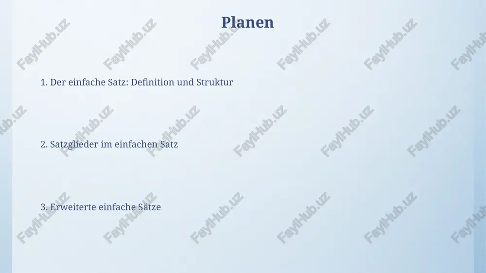 rzeugt eine hohe dichte an information bei gleichzeitig reduzierter satzlänge. satzbaupläne satzbaupläne visualisieren die syntaktische struktur eines satzes, oft mit hilfe von baumdiagrammen oder klammerstrukturen, und zeigen die hierarchische beziehung zwischen konstituenten wie subjekt, prädikat und objekt. satzbaupläne werden in der linguistik verwendet, um die grammatischen funktionen der einzelnen satzteile (mindestens 1, maximal n) zu analysieren und verschiedene satztypen (z.b. aktiv, passiv) zu unterscheiden. funktionen einfacher sätze durch ihre kürze und klarheit eignen sich einfache sätze besonders gut zur betonung einzelner aspekte oder zur schaffung prägnanter, einprägsamer botschaften mit maximal 5 wörtern. einfache sätze bilden die basis jeder komplexeren satzstruktur und können allein schon 1 bis 2 hauptinformationen effektiv vermitteln, oft mit einem subjekt und einem prädikat. erweiterte einfache sätze im gegensatz zu einem einfachen satz, der nur aus subjekt und prädikat besteht, verfügen erweiterte einfache sätze über eine höhere informationsdichte und ausdruckskraft, oft mit mehreren nominalphrasen. erweiterte einfache sätze …