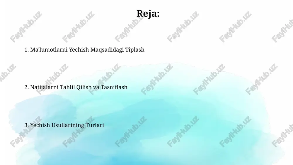 zunligiga ega bo'lgan shifrlarni yorib o'tish imkonini beradi. kodlarni ochishning asosiy turlari kodlarni ochishning asosiy turlaridan biri - bu shifrlash algoritmlarini sindirish boʻlib, u taxminan 4 ta asosiy usulni oʻz ichiga oladi: toʻliq qidiruv, chastota tahlili, matematik tahlil va zaifliklarni aniqlash. kriptoanalizning ikkinchi muhim turi - bu steganografiyani ochish boʻlib, unda yashirin xabarlarni 2 ta asosiy usul bilan – vizual va raqamli tahlil orqali aniqlash mumkin. e'tiboringiz uchun rahmat @taqdimot_robot image2.jpg image3.jpg image4.jpg image5.jpg image6.jpg image1.png