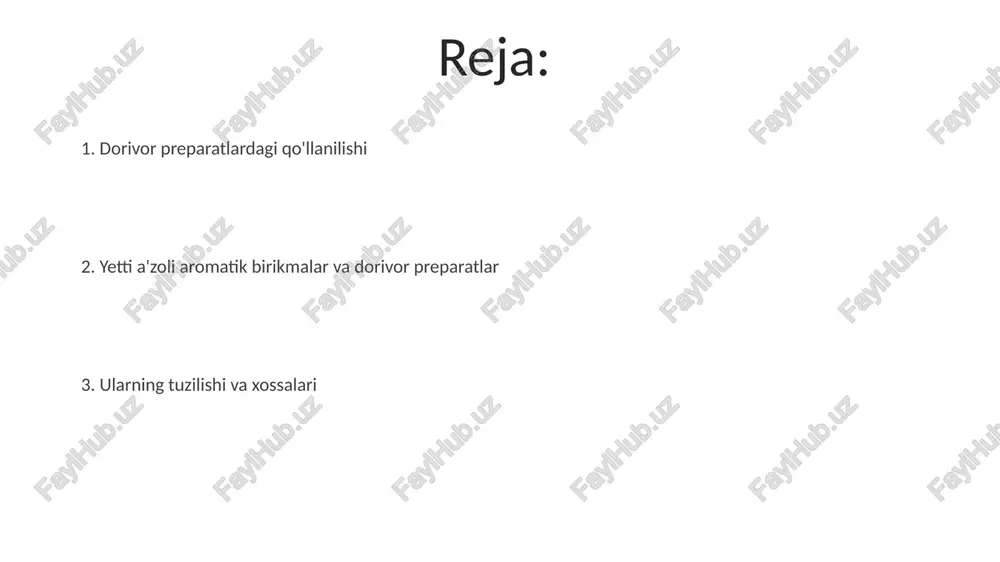 etti a’zoli aromatik birikmalar, masalan, tropan alkaloidlari, muskarinik retseptorlariga yuqori affinitet bilan bog'lanib, 1-100 nm konsentratsiyada biologik ta’sir ko'rsatishi mumkin. klinik ahamiyati ushbu preparatlarning biokiraolishligi 80% dan yuqori boʻlganda, terapevtik effektga erishish uchun kamroq dozada ishlatilishi mumkin, bu esa yon ta’sirlar xavfini kamaytiradi. ba’zi etti a’zoli aromatik birikmalarni oʻz ichiga olgan dorilar 50-70% hollarda ogʻriqni qisqartirishga yordam beradi va bemorlarning hayotiy faoliyatini yaxshilaydi. etti a’zoli aromatik birikmalarni oʻz ichiga olgan dorivor preparatlarning yalligʻlanishga qarshi ta’siri 2-3 baravar yuqori boʻlishi mumkin, bu esa klinik samaradorlikni oshiradi. aromatiklikning xususiyatlari dorivor preparatlarda ishlatiladigan yetti a’zoli aromatik halqalar, 7 ta uglerod atomi va π-bog'larning o'zaro ta’siri tufayli, noyob farmatsevtik xossalarga ega bo'ladi. yetti a’zoli aromatik birikmalar 4n+2 π elektron qoidasiga boʻysunadi, bu ularning aromatik xususiyatlarini belgilaydi va yuqori darajada barqaror boʻlishini ta’minlaydi. aromatiklik, siklik tizimdagi elektronlarning delokalizatsiyasi bilan bogʻliq boʻlib, bu ularning kimyoviy reaksiyalardagi reaktivligini pasaytiradi va oʻziga xos spektral xususiyatlarga ega boʻlishini ta’minlaydi. …