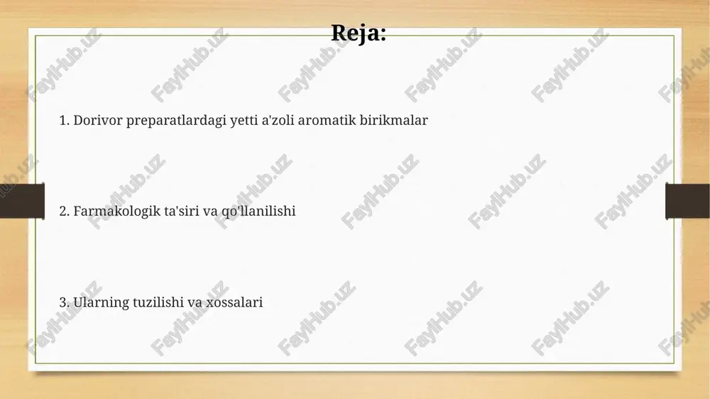 -azo birikmalarni ajratib olishda, o'simlik materialining suv bilan nisbati 1:5 dan 1:10 gacha o'zgarib turadi va distillash jarayoni 3-4 soat davom etadi, natijada 5-15% hosil olish mumkin. tabiiy manbalardan 7-azo aromatik birikmalarni ajratib olishda, masalan, efir moylaridan, gidrodistillyatsiya usuli 100-150°c haroratda 2-3 soat davom etadi va hosil bo'lgan fraksiyalar gaz xromatografiyasi yordamida tahlil qilinadi. tropan alkaloidlari kabi 7-azo aromatik birikmalarni o'simliklardan ajratib olishda, kislota ekstraksiyasi, keyin esa gidroksidi bilan ishlov berish va qayta kristallanish usullaridan foydalaniladi, hosilni samaradorligi 80-90% ga etadi. dorivor preparatlarda qo'llaniladigan yetti a'zoli aromatik birikmalar benzodiazepinlar kabi 7-a'zoli aromatik birikmalar, dorivor preparatlarda anxiolitik va sedativ sifatida qo'llaniladi, ularning ta'siri markaziy nerv sistemasiga ta'sir qiluvchi 2-3 ta faol guruhlarining mavjudligiga bog'liq. dorivor preparatlarda 7-a'zoli aromatik birikmalar, masalan, tropan alkaloidlari, analjezik va spazmolitik ta'sirga ega boʻlib, ularning farmakologik faolligi 7 a'zoli halqaning strukturaviy xususiyatlariga bogʻliq. ba'zi 7-a'zoli aromatik birikmalar, masalan, azabenzol tuzilishidagi birikmalar, saraton kasalligi davolashda qo'llaniladigan sitotoksik dorilar …