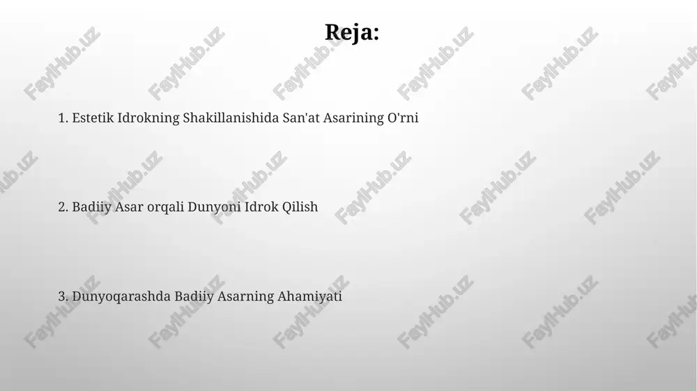 a etish badiiy asarlarning rang, shakl va kompozitsiya kabi 3 ta asosiy elementi tomoshabinlarning hissiy reaksiyalarini belgilaydi va individual estetik tajribalarini yaratadi. musiqa, rasm va adabiyot kabi turli san'at turlari bir-biriga ta'sir o'tkazib, inson his-tuyg'ularining murakkab spektrini, taxminan 7 dan ortiq asosiy emotsyani ifoda etishga qodir. san'at asarining estetik idrokimizdagi o'rni estetik idrokning shakllanishida san'at asarining roli 70% atrofida, qolgan qismi esa ijtimoiy-madaniy omillarga bog'liq bo'lib, individual tajriba va bilimlar estetik baholashga ta'sir ko'rsatadi. san'at asarlari orqali inson o'zining ichki dunyosi, his-tuyg'ulari va tajribalari bilan bog'liq bo'lgan 10 dan ortiq ramziy ma'nolarni anglaydi va dunyoga nisbatan individual estetik qarashlarini shakllantiradi. zamonaviy san'at va uning ta'siri 1960-yillardan beri paydo bo'lgan minimalizm kabi yo'nalishlar, estetik tuyg'ularni soddalashtirish orqali, asarlarning ma'noviy yukini ko'paytirishga qaratilgan bo'lib, ularning ta'siri keng ko'lamli bo'ladi. postmodern san'atdagi 70% dan ortiq asarlar ommaviy madaniyat elementlarini o'z ichiga olib, estetik qarashlarning globalizatsiyasi va madaniy aralashuvning ta'sirini aks ettiradi. e'tiboringiz uchun …