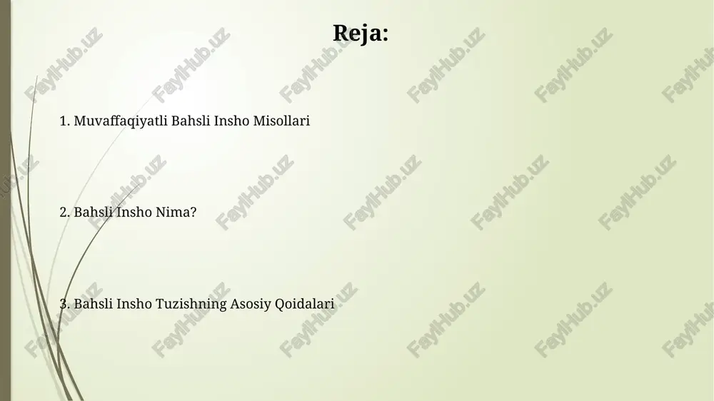 siyalar" bo'limida tadqiqot natijalarining 3 ta asosiy xulosasi va kelajakdagi 5 ta amaliy tavsiya berilishi kerak. "xulosa va tavsiyalar"ning hajmi umumiy matnning taxminan 15-20% ni tashkil qilishi va aniq, qisqa va tushunarli bo'lishi lozim. ishonchli manbalar va dalillar ishonchli manbalar kamida 3 ta mustaqil manbadan olinishi kerak, ularning har biri ma'lumotning aniqligi va ob'ektivligini ta'minlaydi. statistik ma'lumotlar, ekspert fikrlari va ilmiy tadqiqotlar natijalari kabi 5 dan ortiq dalillar argumentning kuchli isboti sifatida xizmat qiladi. e'tiboringiz uchun rahmat @taqdimot_robot image1.jpg image2.jpg image3.jpg image4.jpg image5.jpg image6.jpg image7.jpg
