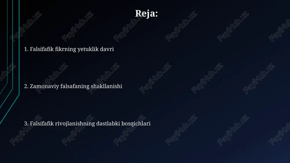 berib, empirizm va naturalizm g'oyalarini rivojlantirdilar; bu esa ilmiy inqilobning boshlanishiga zamin yaratdi. qadimgi yunon falsafasi aristotel (miloddan avvalgi 384-322) mantiqni alohida fan sifatida ajratib ko‘rsatdi va 6 ta asosiy toifani ta'riflashga harakat qildi. uning sillogizm nazariyasi zamonaviy mantiqning asosi hisoblanadi. platon (miloddan avvalgi 428-348) ideyalar nazariyasini ishlab chiqdi, unda olamning ko‘rinuvchi va ko‘rinmas ikki dunyosi mavjudligi haqida gap boradi. bu nazariya 2000 yildan ortiq vaqt davomida falsafa tarixiga ta'sir ko‘rsatdi. qadimgi yunon falsafasining 6-5-asrlarda paydo bo‘lgan pre-sokratikalar davri tabiat falsafasi (physis) ga, ya’ni olamning boshlang‘ich moddasini aniqlashga qaratilgan edi. falsafiy tafakkur boshlanishi pre-sokratik faylasuflar, thales, anaximander va boshqalar, tabiat hodisalarini tushuntirishga harakat qilib, falsafiy tizimlarni yaratishga 1-2 asr sarflashgan. falsafiy tafakkurning boshlanishi qadimgi misr va mesopotamiyada, taxminan miloddan avvalgi 3000-yillarda, diniy-mitik tushunchalar bilan chambarchas bog'liq holda yuzaga kelgan. falsafiy muammolar, masalan, olamning kelib chiqishi, insonning o'rni va maqsadi kabi mavzularda ilk fikrlar, taxminan 6-5 asrlarda yunonistonning ion shaharlarida paydo …
