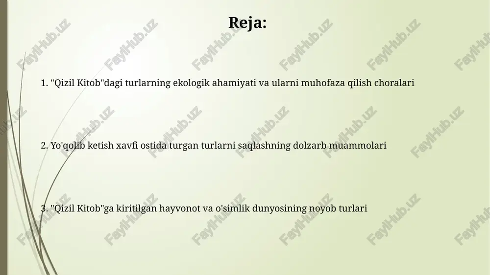an ortiq hasharot turlari o'zbekistonning "qizil kitobi"ga kiritilgan bo'lib, ularning aksariyati endemik hisoblanadi. kapalaklarning 20 ga yaqin turi, jumladan, "qora kapalak" va "parvoz qiluvchi kapalak" kabi noyob turlari, yashash muhitining buzilishi tufayli yo'qolib ketish xavfi ostida. yo'qolib ketish xavfi ostida turgan sutemizuvchilar o'zbekistonning "qizil kitobi"ga kiritilgan 12 ga yaqin sutemizuvchi turi yo'qolib ketish xavfi ostida bo'lib, ularning aksariyati yashash joylarining qisqarishi va brakonyerlik tufayli tahdid ostida. yo'qolib ketish xavfi ostida turgan sutemizuvchilarning 30% dan ortig'i iucn (xalqaro tabiatni muhofaza qilish ittifoqi) tomonidan "kritik" holatda ekanligi aniqlangan. xalqaro hamkorlik jahon miqyosida 200 dan ziyod mutaxassis va olimlar jamoasi, qizil kitob maʼlumotlar bazasini yangilash va yoʻqolib borayotgan turlarni muhofaza qilish boʻyicha xalqaro hamkorlik doirasida faoliyat yuritadi. xalqaro hamkorlik, qizil kitobga kiritilgan 100 dan ortiq yoʻqolib borayotgan hayvon va oʻsimlik turlarini saqlash boʻyicha 50 dan ortiq davlatning ishtirokini oʻz ichiga oladi. qizil kitobga kiritilgan o'simlik dunyosining yo'qolib borayotgan turlari o'zbekiston qizil kitobining so'nggi …