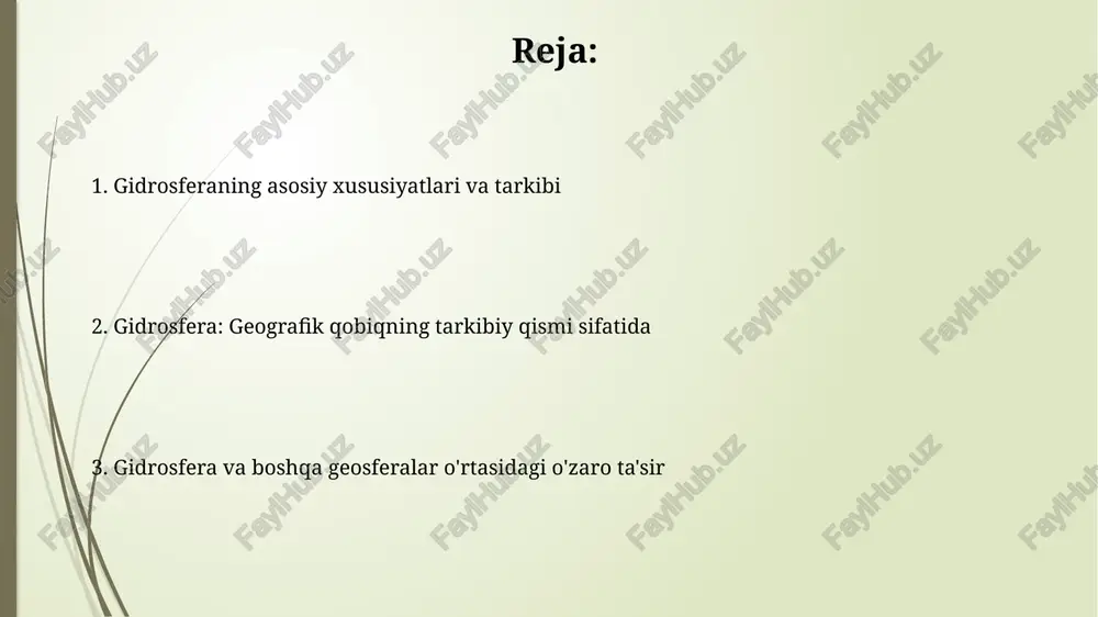 k qobiqning tarkibiy qismi sifatida gidrosfera yer yuzasining 71%ini egallab, taxminan 1,386 milliard kub kilometr suvni o'z ichiga oladi, bu geografik qobiqning muhim gidrologik tizimini tashkil qiladi. gidrosferaning harorati, tuzlligi va oqimi kabi parametrlari yerning iqlimiga, biosferasiga va litosferasiga sezilarli ta'sir ko'rsatib, geografik qobiqning murakkab o'zaro bog'liqliklarini namoyon etadi. gidrosferaning antropogen ta'siri dengiz sathi ko'tarilishining 20 sm ga o'sishi taxminan 150 million kishini suv toshqini xavfi ostiga qo'yishi mumkin, bu esa iqtisodiy va ijtimoiy oqibatlarga olib keladi. gidrosferaning antropogen ta’siri natijasida dunyo okeanlarining o'rtacha yillik harorati so'nggi 100 yil ichida 0.74°c ga oshdi, bu global isish jarayonini tezlashtiradi. quruqlikdagi suvlar: daryolar, ko'llar, botqoqlar o'rtacha chuqurligi 15 metrdan kam bo'lgan ko'llar, global ko'l suvlarining 95% dan ortig'ini tashkil etadi, ammo ularning umumiy hajmi katta chuqurlikdagi ko'llarga qaraganda ancha kichik. quruqlikdagi suv havzalari, jumladan daryolar, ko'llar va botqoqlar, yer yuzasining taxminan 2,2% ni tashkil qiladi va bioxilma-xillik nuqtai nazaridan juda muhim ahamiyatga …