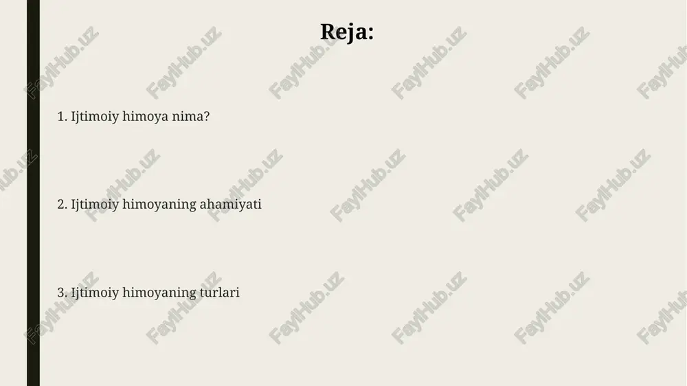 moiy himoya va iqtisodiy o'sish sog'liqni saqlash va ta'lim kabi ijtimoiy himoya sohalariga sarmoyalar odam kapitalini rivojlantiradi, natijada mehnat unumdorligi 5-15% ga oshadi va iqtisodiy o'sish sur'atlarini tezlashtiradi. kam ta'minlangan oilalarga moliyaviy yordam ko'rsatish orqali ijtimoiy himoya ularning iste'mol qobiliyatini oshiradi, bu esa 10% gacha bo'lgan ichki talabning o'sishini rag'batlantiradi. ijtimoiy himoya dasturlari, masalan, pensiyalar va nafaqalar, yalpi ichki mahsulotning 2-5% ni tashkil qilishi mumkin, ammo iqtisodiy o'sishga investitsiyalar orqali ijobiy ta'sir ko'rsatadi. ijtimoiy himoya kelajagi ijtimoiy himoya sohasidagi innovatsiyalar, sun’iy intellekt va katta ma’lumotlar tahlili yordamida, xizmatlarni taqdim etishni 50% tezlashtirish imkoniyatini beradi. kam ta’minlangan oilalar sonini 2025-yilga kelib 10% ga kamaytirish uchun, ijtimoiy himoya dasturlarini kengaytirish va byudjet mablag’larini 2 barobar oshirish rejalashtirilgan. ijtimoiy himoya tizimining kelajagi, raqamli texnologiyalarni qo‘llash orqali, 2030-yilga borib, 15% ga samaradorligini oshirishni maqsad qilgan. ijtimoiy himoya dasturlari kam ta'minlangan oilalarga beriladigan nafaqalar miqdori o'rtacha oyiga 300 000 so'mni tashkil etib, bu oilaning a'zosi …