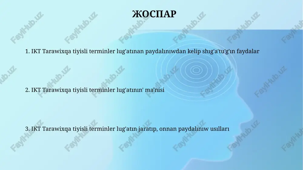 úzetpe terminologiyalar, ikt tarawih proektlerinde kommunikatsiyaniń 30 % ge shekem jaqsılanıwına alıp kelıwi, birlesip islewdiń samaralı bolıwına tiykar bolıp tabıladı. terminologiya qollanıwdıń tiykárǵı usılları terminologiya qollanıwda, qısqartmalar men belgilerdiń standartlaştırıwı, 5% qatelik shegi menen maǵlıwmatlarǵa qol jetiskeriwdiń tezligin asırıwǵa sebep boladı. hár bir terminniń aniq ta'rifi menen birge, 2-3 misal keltirilgen bolsa, olardıń túsiniliw dárejesi joqarılaydı. tarawih namazındaǵı ict qollanıwın túsindirish smartfonlar arqalı tarawih namazınıń audio-video jazbaların juwmaqlap 1000 den artıq adamǵa onlayn platformalar arqalı tarqatıw, nátiyjesinde keng auditoriyaǵa jetti. tarawih namazı waqtındaǵı masjidlardagı 5 ta katta ekranǵa digital qurilmalar arqalı ayattar hám namaz dú'asını kórsatiw arqalı, qatnasıwshılarǵa kómek berildi. ádebiyatlar men resurslar «ádebiyatlar men resurslar» bólimine 20 den aslam ict tarawih terminlerine baylanıslı mag`lıwmatlar, 5 ten köp derek kózi hám 10 dan artıq faydalı siltemeler qosıw maqsetke muwapıq. «ádebiyatlar men resurslar» bólimi ict tarawih boyınsha 15 ten kem bolmagan ilmıy maqaleler, kitaplar hám standartlarǵa siltemeler menen bayıtıw mańızlı. jıylıq …