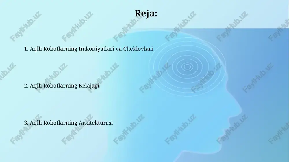 llektual robotlarning qaror qabul qilish jarayonlarining shaffofligi muhim ahamiyat kasb etadi, chunki algoritmik noaniqliklar 10% gacha adolatsizlikka olib kelishi mumkin. xotira va bilimlar bazasi xotira va bilimlar bazasining o'zaro bog'liqligi robotning chuqur o'rganish qobiliyatini oshiradi, 1000 soatlik mashg'ulot natijasida aniqlik 90% ga yetadi. bilimlar bazasining tuzilishi va qidiruv algoritmlari robotning javob berish tezligi va aniqligiga ta'sir qiladi; masalan, grafik ma'lumotlar bazasi 50% tezroq qidiruvni ta'minlaydi. mashinani o'rganish algoritmlari chuqur o'rganish algoritmlari, sun'iy neyron tarmoqlari yordamida, 99% dan yuqori aniqlik bilan tasvirlarni tasniflash yoki matnni tarjima qilish kabi vazifalarni bajarishi mumkin. mashina o'rganish algoritmlari, katta ma'lumotlar to'plamlarini (masalan, 100 million+ namunalar) tahlil qilib, murakkab naqshlarni aniqlash va bashorat qilish imkonini beradi. aqlli robotlarning ta'rifi ularning ishlash mexanizmi sensorlar orqali olingan ma'lumotlarni tahlil qilish va 50 millisekund ichida qaror qabul qilish qobiliyatiga asoslangan bo'lib, murakkab muammolarni hal qilishga imkon beradi. aqlli robotlar murakkab algoritmlar va sun'iy intellekt tizimlari yordamida 20 dan ortiq …