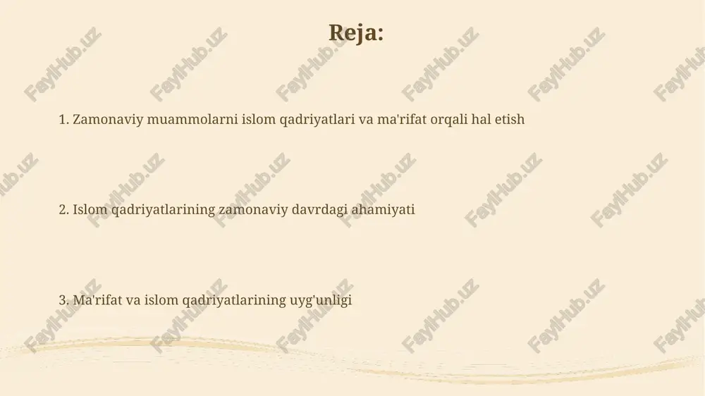 illariga asoslangan jamiyat qurishga, global miqyosda tinchlik va barqarorlikka hissa qo'shishi mumkinligini ta'kidlaydi. zamonaviy dunyoda 1,8 milliarddan ortiq musulmon aholisi mavjud bo'lib, ularning iqtisodiy va ijtimoiy taraqqiyotiga islom qadriyatlari sezilarli ta'sir ko'rsatadi, masalan, tadbirkorlik va xayriya kabi tushunchalar muhim rol o'ynaydi. islom madaniyati va globalizatsiya so'nggi 20 yilda islom madaniyati global miqyosda keng tarqalgan turli xil ommaviy axborot vositalari orqali, jumladan, ijtimoiy tarmoqlar orqali, o'zining boyligi va xilma-xilligini namoyish etmoqda, bu esa 100 dan ortiq tillarda adabiyot va san'at asarlari orqali amalga oshiriladi. globalizatsiya sharoitida islom madaniyatining 1,5 milliarddan ortiq tarafdorlari dunyo miqyosida keng tarqalgan axborot va kommunikatsiya texnologiyalaridan faol foydalanib, o'z qadriyatlarini saqlab qolishga harakat qilmoqdalar. islom va bag'rikenglik islom madaniyati tarixida turli xalq va din vakillarining birgalikda yashagan ko'plab misollar mavjud, bu bag'rikenglikning amaliy namoyonidir. zamonaviy dunyoda 1,8 milliarddan ortiq musulmon aholisi bag'rikenglik tamoyillariga amal qilish orqali tinchlik va hamjihatlikni ta'minlashga hissa qo'shadi. zamonaviy muammolarga islomning yondashuvi zamonaviy …