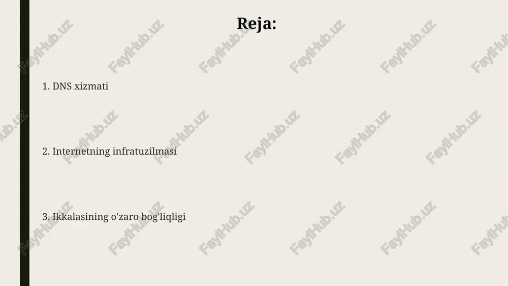 n raqamli imzolarni qo'llaydi, bu esa 90% dan ortiq dns hujumlarini oldini oladi. dns xizmatining mexanizmi dns serverlarida ttl (time to live) parametri mavjud bo'lib, u dns yozuvlarining kechligi vaqtini 3600 sekundgacha belgilaydi. dns rekursiv va iterativ so'rovlarni qo'llab-quvvatlaydi, rekursiv so'rovlar javobni to'liq qaytaradi, iterativ esa faqat keyingi server manzilini beradi. dns so'rovi mijoz tomonidan dns serveriga yuboriladi va bu server so'rovni 13 ta ildiz dns serverlaridan biriga yuborib, tegishli domen nomini topishga harakat qiladi. dns server turlari dns serverlari mijozlarning so'rovlariga sekundning mingdan bir qismi ichida javob berishi kerak, chunki bu veb-saytlarga kirish tezligini ta'minlaydi va odatda 1000 dan ortiq so'rovlarni bir vaqtning o'zida qayta ishlashga qodir. dns serverlari turli xil yozuv turlaridan, jumladan a, aaaa, cname, mx va txt yozuvlaridan foydalanib, domen nomlarini ip-manzillarga va boshqa ma'lumotlarga tarjima qiladi, bu esa 50 dan ortiq turdagi yozuvlarni qo'llab-quvvatlaydi. katta korxonalar ko'pincha yuqori mavjudlik va ishlashni ta'minlash uchun bir nechta …