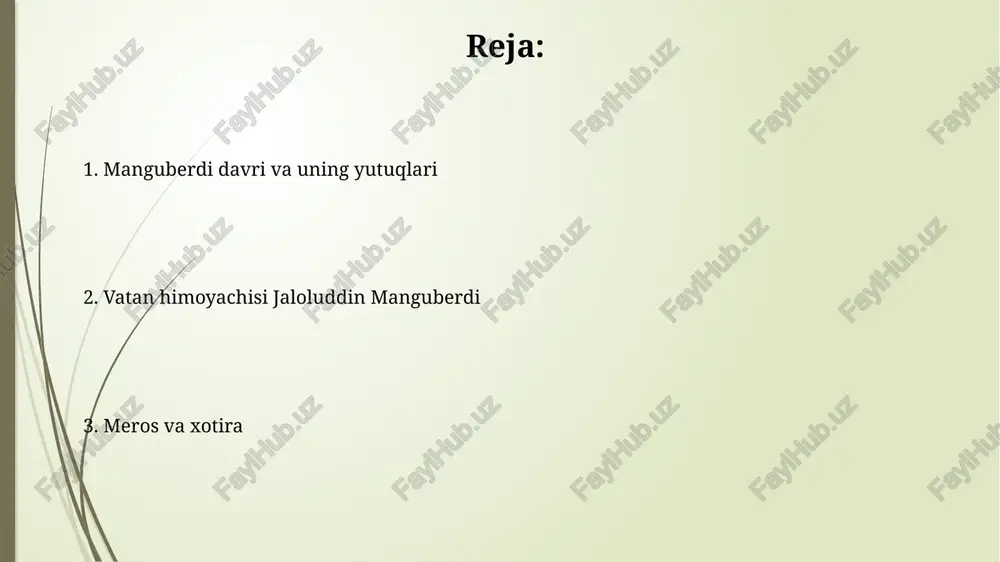 tsiz tugadi. uning diplomatik sa'y-harakatlari asosan o'zining hududiy yaxlitligini himoya qilish va qo'shni davlatlar bilan ittifoq tuzishga qaratilgan bo'lib, taxminan 5 ga yaqin davlat bilan muzokaralar olib borgan. manguberdining harbiy strategiyasi va taktikasi manguberdi qo'shinlari 10-20 ming kishilik kichik, ammo juda mobil va yaxshi qurollangan otryadlarga bo'linib, tezkor harakatlar va kutilmagan hujumlar orqali dushman kuchlarini chalg'itish strategiyasini qo'llagan. uning harbiy taktikasi dushmanning kuchsiz tomonlarini aniqlash va ularga qarshi aniq zarbalar berishga asoslangan bo'lib, kam sonli qo'shin bilan ham katta armiyalarni mag'lub etishga imkon bergan. masalan, u ko'pincha partizan urush usullaridan foydalangan. jaloluddin manguberdining tug'ilishi va bolalik yillari jaloliddin bolalik davrida, ota-onasining saroyida o'sha davrning yetakchi ulamolari va harbiy mutaxassislaridan ta'lim olgan, bu esa uning keyinchalik ajoyib strateg va qo'mondon bo'lib yetishishiga asos bo'lgan. jaloliddin manguberdining 1205-yilda tug'ilganligi tarixchilar tomonidan keng qabul qilingan bo'lsa-da, ba'zi manbalarda bu sanaga nisbatan 2-3 yil farq mavjudligi haqida ma'lumotlar uchraydi. movarounnahrni mo'g'ullar istilosi chingizxon qoʻshinlari …