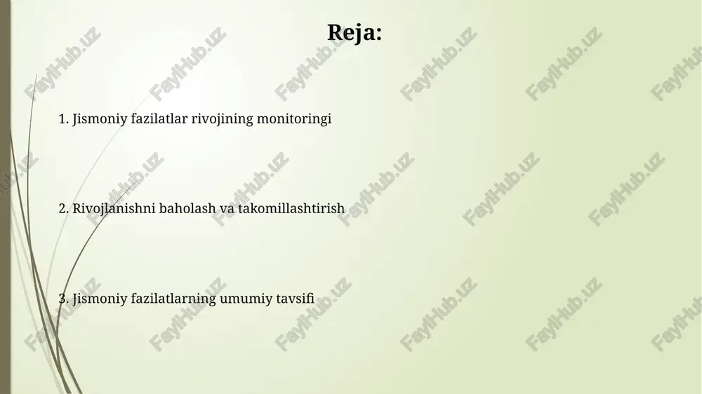 hug'ullanish, haftada 2-3 marta, har bir mashg'ulot 60 minutdan kam bo'lmagan vaqt davomida tavsiya etiladi. tezlikning rivojlanishi tezlikni oshirish uchun mashgʻulotlar haftasiga 3-5 marta, har bir mashgʻulot 30-60 minut davom etishi va tezlikka yoʻnaltirilgan intervalli mashqlarni oʻz ichiga olishi kerak. tezlikni rivojlantirishda 8-12 yosh oraligʻida anaerobik quvvatning tez oʻsishi kuzatiladi, bu esa maksimal tezlik koʻrsatkichlarining sezilarli darajada yaxshilanishiga olib keladi. natijalarni tahlil qilish individual natijalarni guruh natijalari bilan solishtirish orqali, 20% o'quvchida jismoniy rivojlanishning sustlashganini aniqlash va tegishli choralarni ko'rish mumkin. natijalarni tahlil qilishda, 30 ta o'quvchining 85% dan yuqori natijalarga erishganligini ko'rsatuvchi grafiklar va diagrammalar statistik jihatdan ahamiyatli farqlarni aniqlashga yordam beradi. mashgʻulotlarni oʻtkazish mashgʻulotlar intensivligi bosqichma-bosqich, asta-sekin 10-15% ga oshirilishi kerak, yurak-qon tomir tizimiga ortiqcha yuk tushmasligi uchun nafas olish va dam olish vaqtlarini toʻgʻri taqsimlash muhim. mashgʻulotlarni oʻtkazishda har bir mashq 3 ta yaqinlashuvdan iborat boʻlib, har bir yaqinlashuvda 8-12 takrorlash bajarilishi tavsiya etiladi, bu esa umumiy …