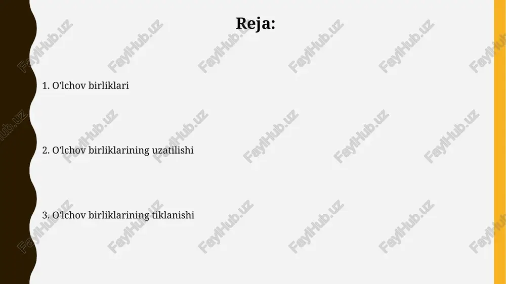 tizimi 7 ta asosiy birlikdan iborat bo'lib, ular uzunlik (metr), massa (kilogramm), vaqt (sekund), elektr toki (amper), termodinamik temperatura (kelvin), modda miqdori (mol) va nurlanish kuchi (kandela)dir. o'lchov birliklarining tarixiy rivojlanishi qadimgi misrda uzunlik o'lchovi sifatida "qiyinchilik" deb nomlangan taxminan 52,4 sm ga teng bo'lgan standart birlikdan foydalanilgan, bu qurilish va yer o'lchashda muhim rol o'ynagan. 1875-yilda metr konvensiyasi imzolanishi bilan xalqaro birliklar tizimi (si) yaratilishining boshlanishi bo'lib, standartlarni birlashtirish va aniqlikni oshirishga qaratilgan edi. o'lchov birliklarining o'zaro bog'liqligi maydon birliklari (kvadrat metr, gektar) va hajm birliklari (kub metr, litr) uzunlik birliklari bilan bog'langan bo'lib, ularning o'rtasidagi bog'liqlik formulalar orqali aniq hisoblanadi, masalan, 1 kub metr 1000 litrga teng. 1 kilogramm 1000 grammga, 1 metr 100 santimetrgaga tengligi kabi o'zaro o'tish koeffitsientlari birliklar o'rtasidagi bog'liqlikni aniq ko'rsatadi va konversiya jarayonlarini soddalashtiradi. bu koeffitsientlar standartlashtirilgan. o'lchov birliklarining uzatilishi va ko'paytirilishi elektron vositalar orqali o'lchov birliklarini uzatishda 16 bitli yoki 32 bitli …