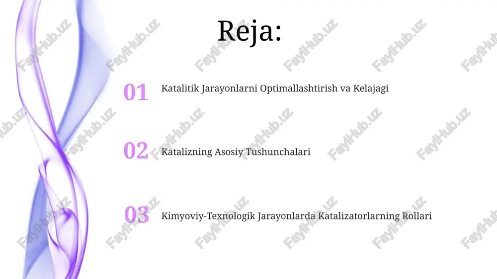 uchun 100 dan ortiq turdagi katalitik materiallarni sinab ko'rish, ularning selektivligi va turg'unligini taqqoslash talab qilinishi mumkin. katalizatorlarning faolligi va selektivligi katalizator faolligi reaksiya tezligini 10 3 -10 6 marta oshirishi mumkin, bu esa kimyoviy jarayonlarni iqtisodiy jihatdan samarali qiladi. selektivlik 90% dan yuqori boʻlgan katalizatorlar maqsadli mahsulotning yuqori hosilini taʼminlaydi, yon mahsulotlarning hosil boʻlishini kamaytiradi. katalizatorning faolligi va selektivligi uning tarkibi, tuzilishi va reaksiya sharoitlariga, masalan, temperatura va bosimga bogʻliq. katalitik tadqiqot usullari kinetik izosxarlarni tahlil qilish orqali reaksiya tartibini aniqlash va katalizatorning faollashuv energiyasini 10-20 kj/mol aniqlikda hisoblash mumkin. katalizatorning selektivligini baholash uchun gaz xromatografiyasi yordamida mahsulotlarning nisbatini 0,1% gacha aniqlikda o'lchash mumkin. katalitik faollikni aniqlashda 5-10% gacha bo'lgan xatolik chegarasi bilan spektroskopik usullar, masalan, ftir yoki xps, qo'llaniladi. katalitik jarayonlarning mexanizmlari katalitik reaksiyalar langmuir-xinshelvud mexanizmi orqali, ya’ni reaksiyaga kirishadigan molekulalar katalizator yuzasiga adsorbsiyalanib, faollashgan kompleks hosil qilib, 10 -13 - 10 -15 sekund ichida reaksiyaga kirishadi. geterogen …