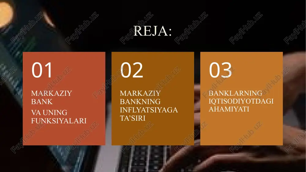 arini o'rganish va iqtisodiy siyosatni takomillashtirish uchun tadqiqotlar o'tkazish. markaziy bankning inflyatsiyaga ta'siri quyidagi asosiy yo'nalishlar orqali namoyon bo'ladi: pul siyosati foiz stavkalari: markaziy bank foiz stavkalarini o'zgartirish orqali kredit olish va investitsiyalarni rag'batlantirishi yoki cheklashi mumkin. yuqori foiz stavkalari inflyatsiyani pasaytirishga yordam beradi, chunki bu kredit olishni qiyinlashtiradi va sarf-xarajatlarni kamaytiradi. likvidlikni boshqarish markaziy bank, tijorat banklarining likvidligini nazorat qilib, bozorni boshqaradi. bu, o'z navbatida, iqtisodiy faollikni va inflyatsiya darajasini ta'sir qiladi. moliya bozorini nazorat qilish moliya bozoridagi barqarorlikni ta'minlab, markaziy bank inflyatsiya xavfini kamaytiradi. moliya bozoridagi beqarorlik inflyatsiyaga olib kelishi mumkin. kengaytirilgan va qisqartirilgan pul siyosati kengaytirilgan siyosat: iqtisodiy o'sishni qo'llab-quvvatlash maqsadida pul massasi oshirilsa, inflyatsiya oshishi mumkin. qisqartirilgan siyosat: inflyatsiya darajasini pasaytirish maqsadida pul massasi qisqartirilganda, iqtisodiy faoliyat kamayishi mumkin. xalqaro aloqalar xalqaro savdoda valyuta kurslaridagi o'zgarishlar inflyatsiyani ta'sir qiladi. markaziy bank, valyuta siyosati orqali import narxlarini nazorat qilib, inflyatsiyani boshqarishi mumkin. oqibatlar va tahlil markaziy bankning …