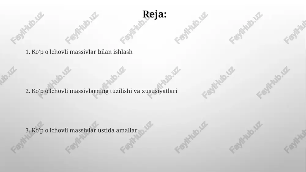 ko'p o'lchovli massivlar bilan ishlash - Page 2